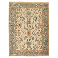Contemporary Tan and Blue Persian Sultanabad Rug