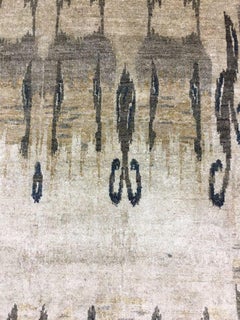 Contemporary Tan Camel Beige Hand Knotted Natural Silk Finely Woven Rug