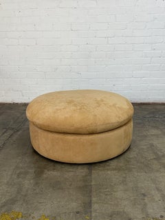Contemporary Tan Leather Ottoman