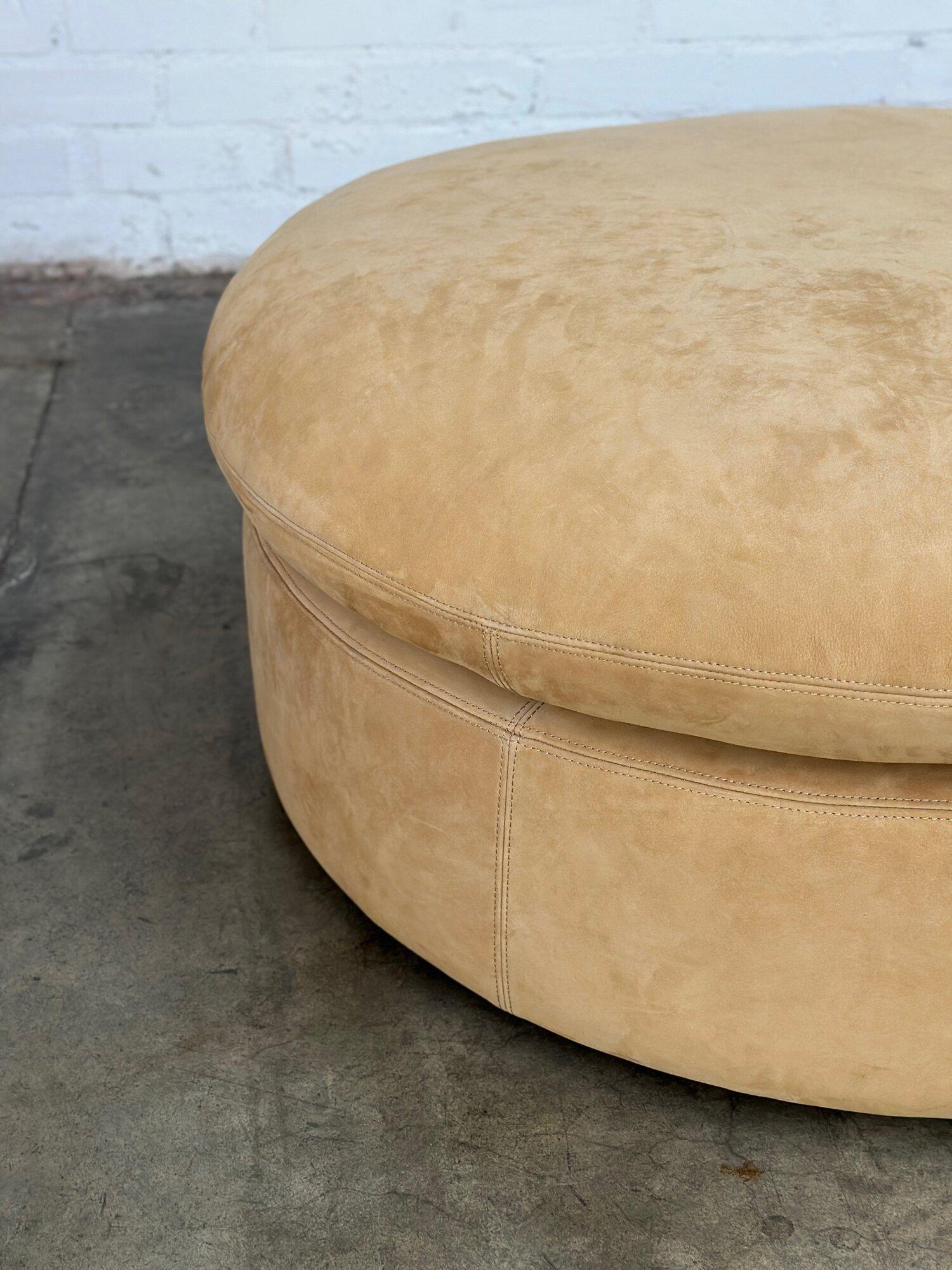 Organic Modern Contemporary Tan Leather Ottoman For Sale