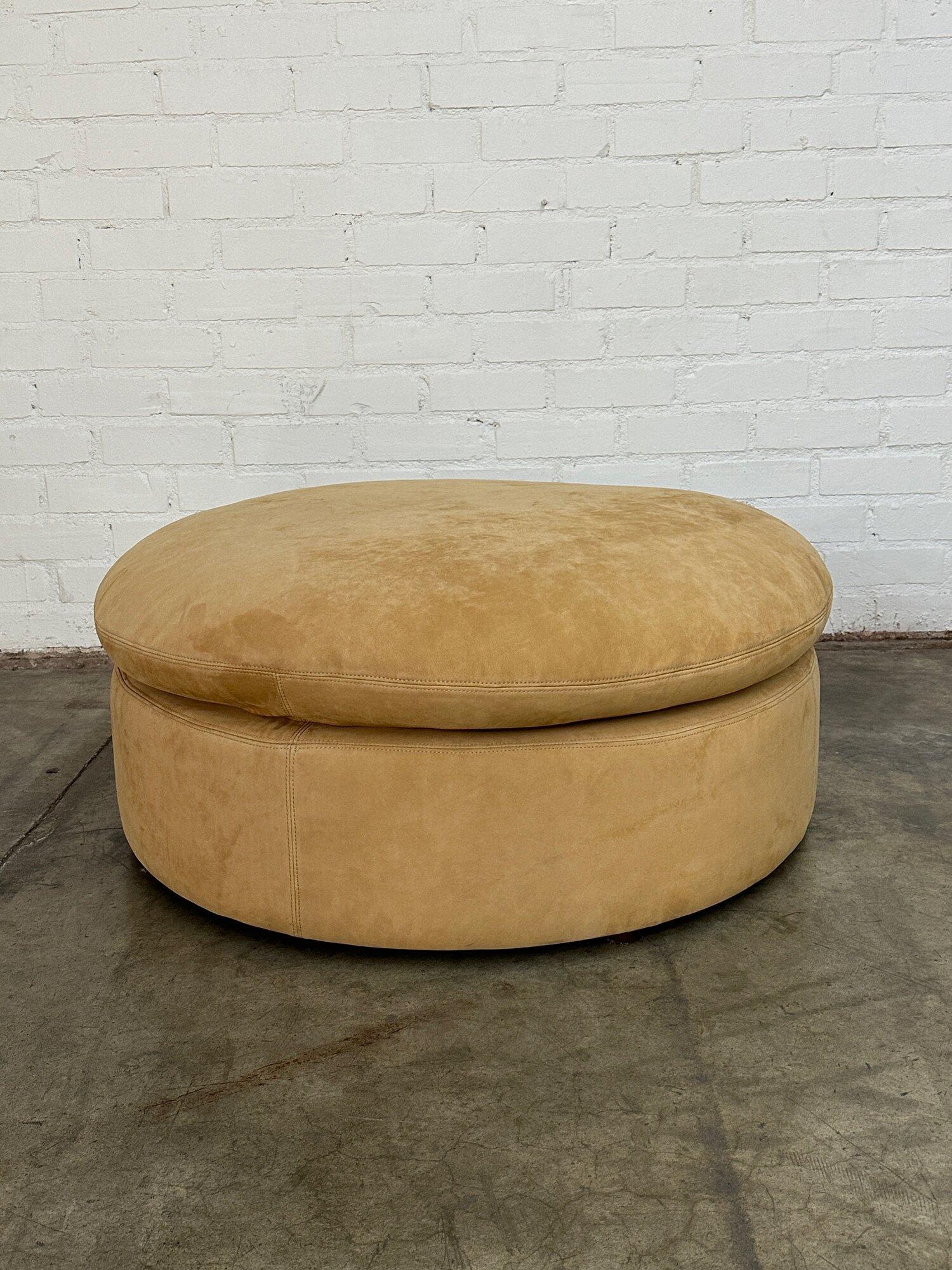 Contemporary Tan Leather Ottoman For Sale 2