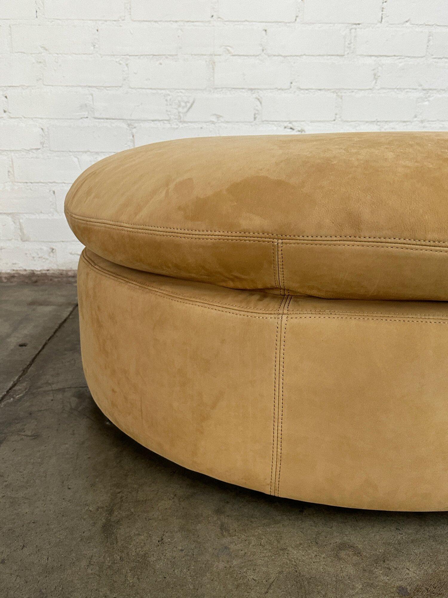 Contemporary Tan Leather Ottoman For Sale 3