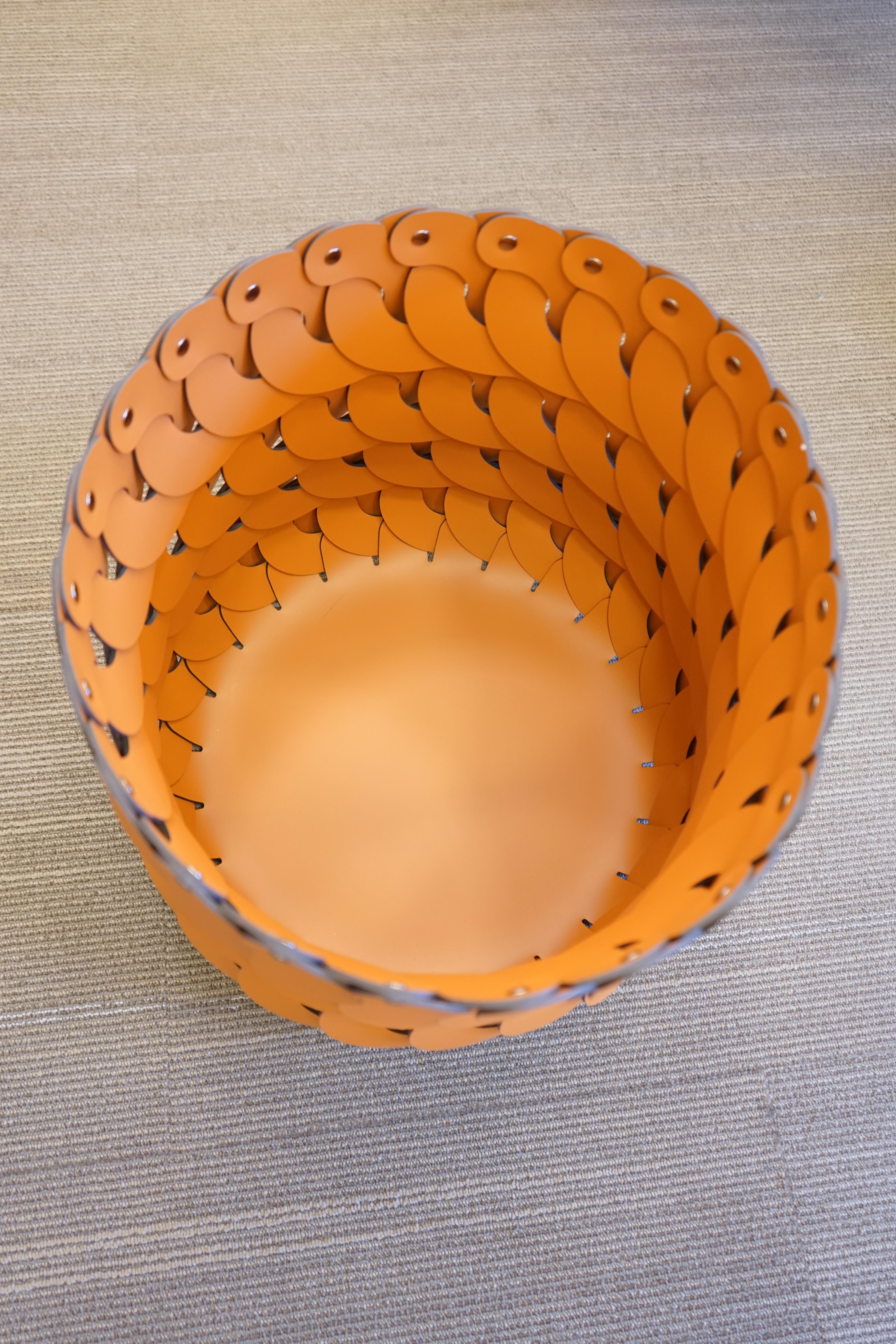 Contemporary Tan Woven Leather Alicante Tall Basket In New Condition In Aspen, CO