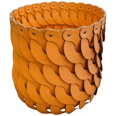 Contemporary Tan Woven Leather Alicante Tall Basket