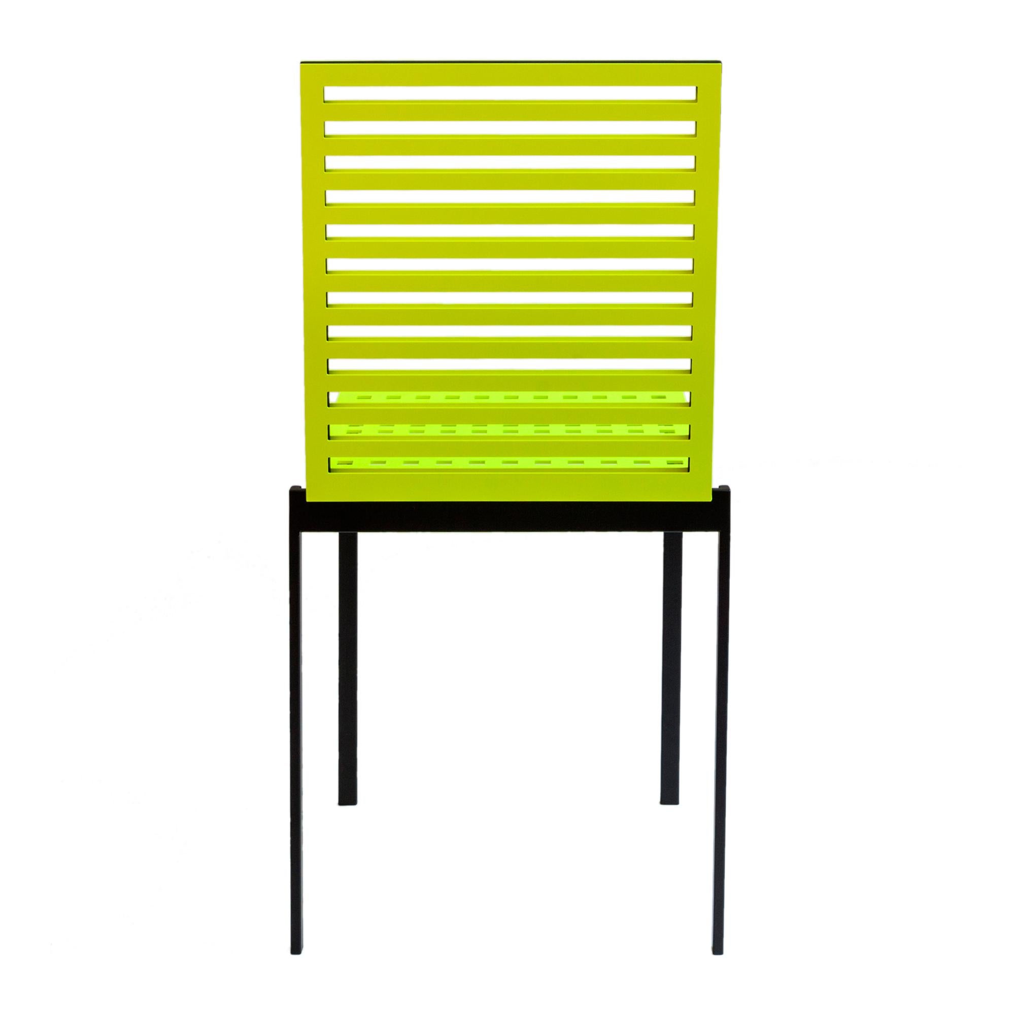 Mid-Century Modern Contemporary Tanit Classic Chair in Yellow Fluorescent Coloured Aluminum For Sale