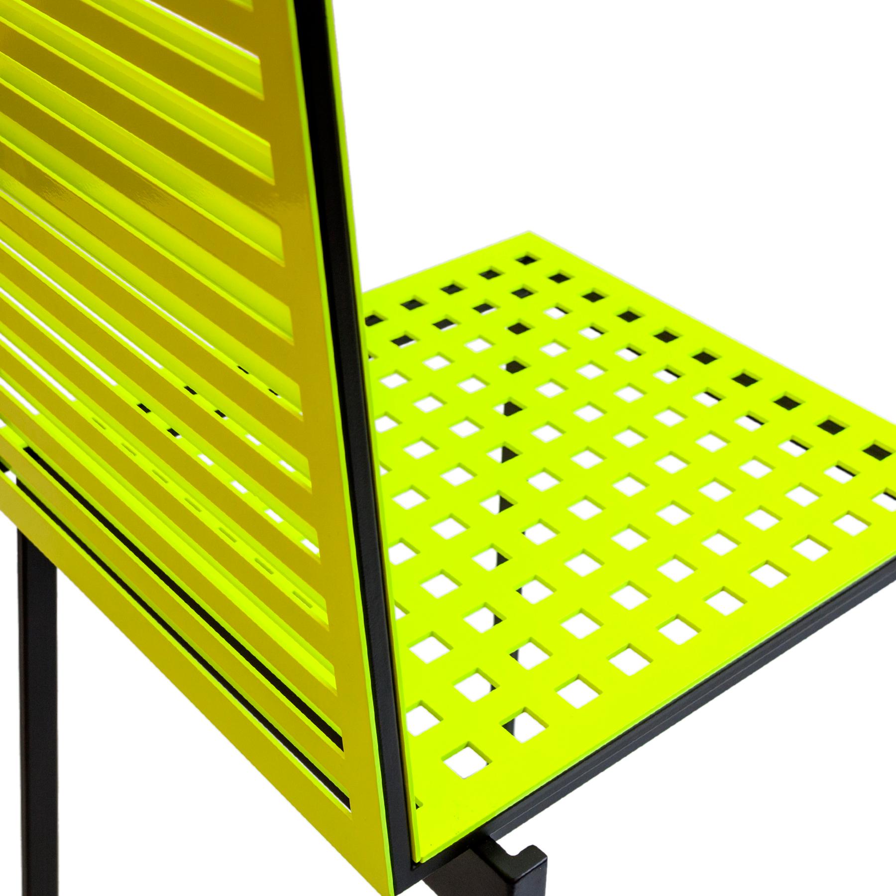 Italian Contemporary Tanit Classic Chair in Yellow Fluorescent Coloured Aluminum For Sale