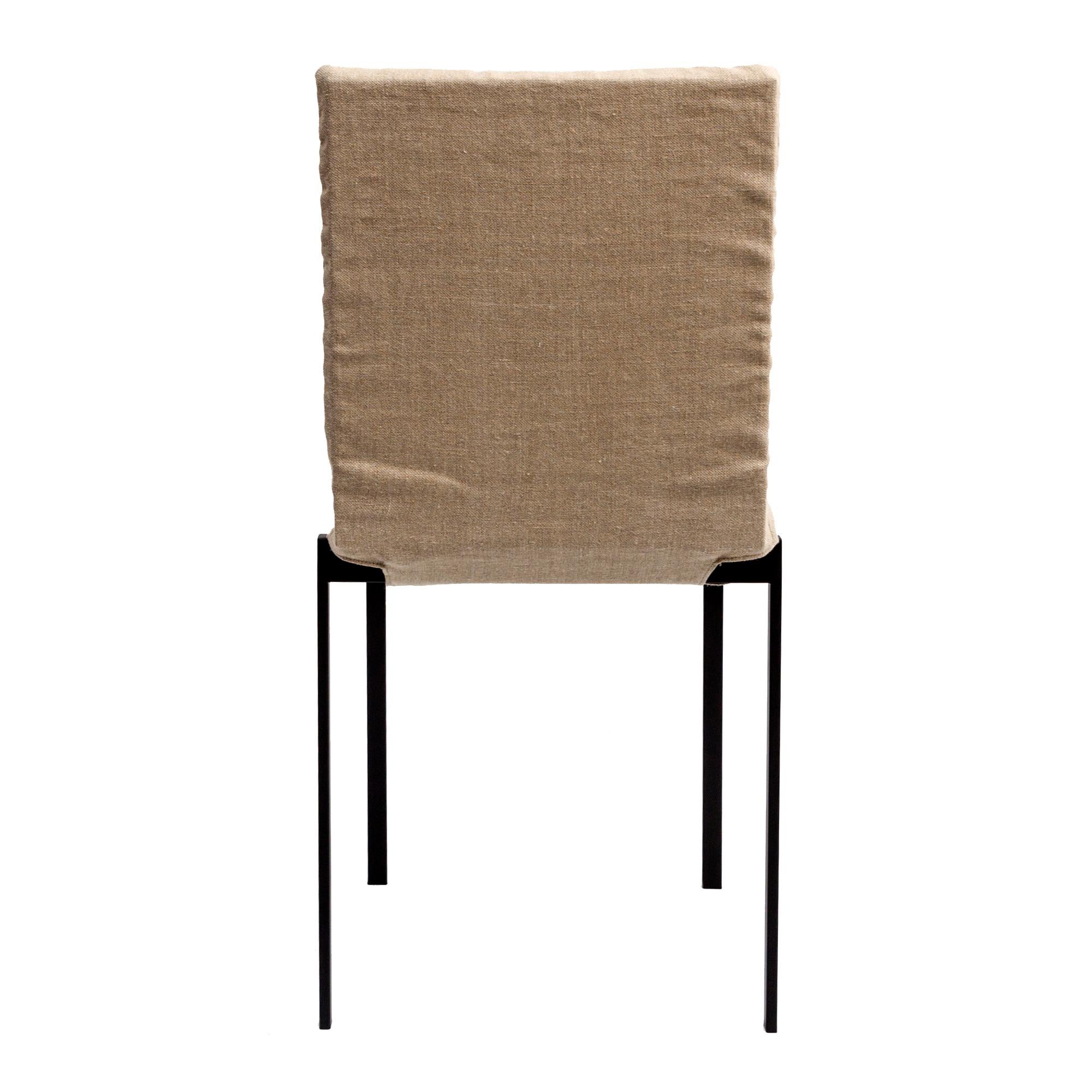 Italian Contemporary Tanit Soft Chair with Beige Linen Cover For Sale