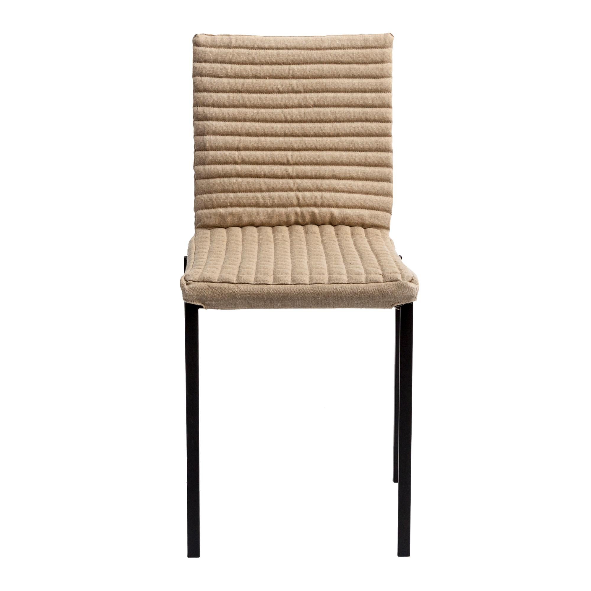 Contemporary Tanit Soft Chair with Beige Linen Cover For Sale