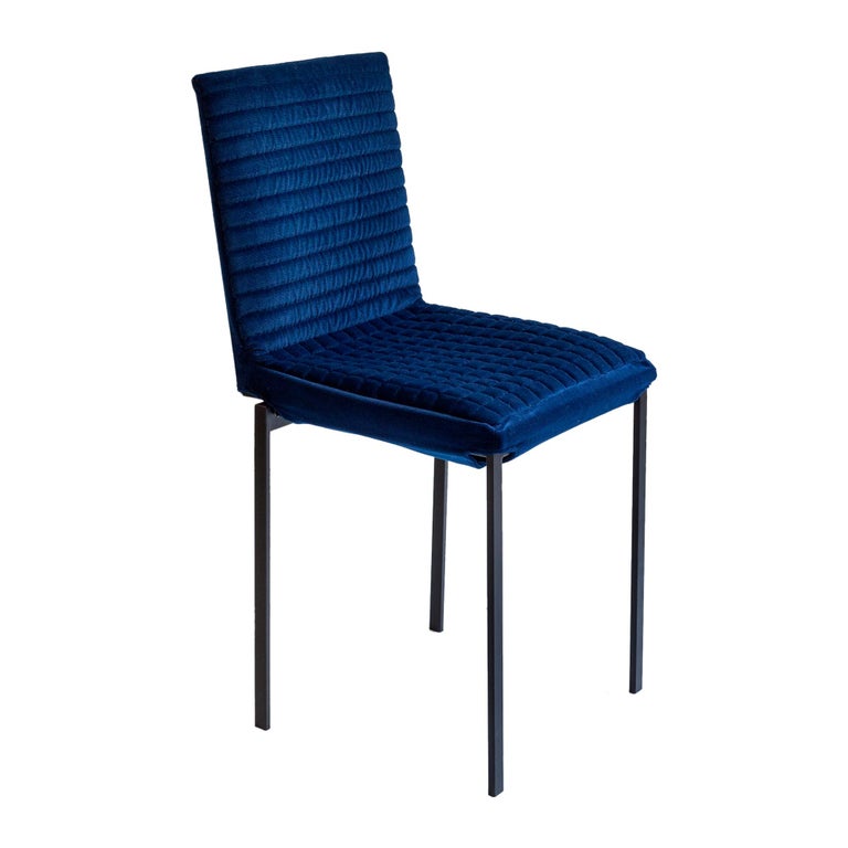 Contemporary Tanit Soft Chair with Blue Velvet Cover For Sale at 1stdibs