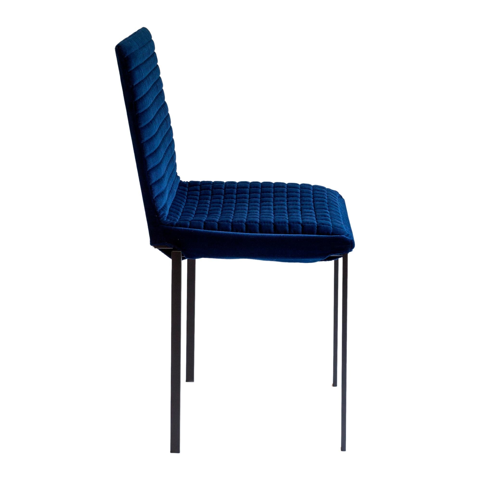 Mid-Century Modern Contemporary Tanit Soft Chair with Blue Velvet Cover For Sale