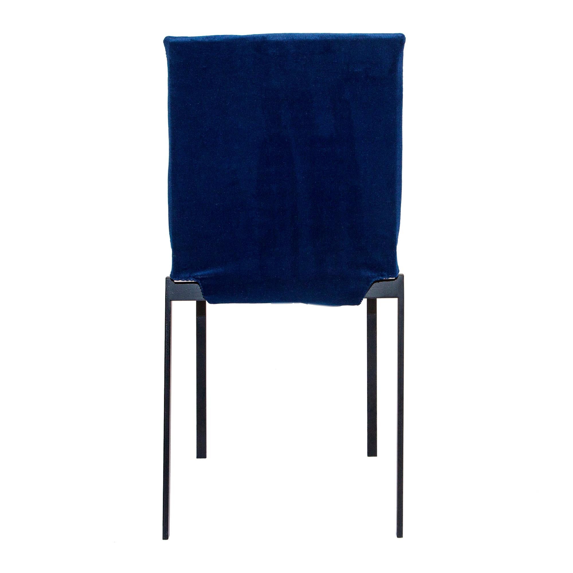 Italian Contemporary Tanit Soft Chair with Blue Velvet Cover For Sale