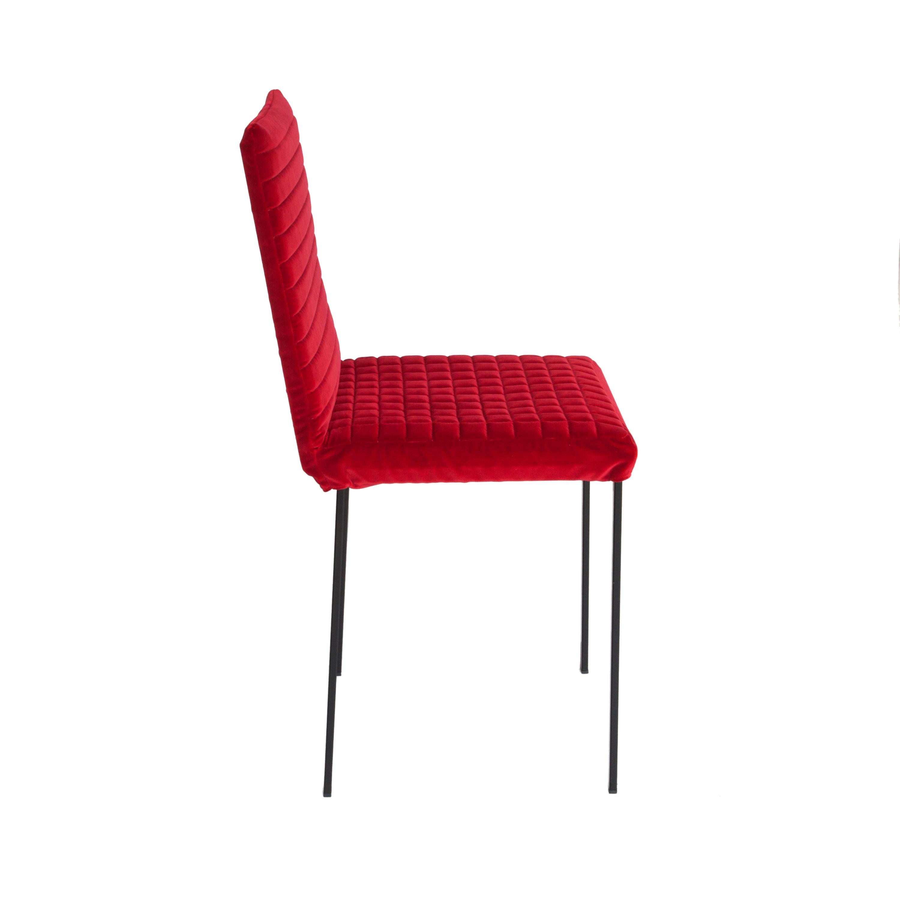 Mid-Century Modern Contemporary Tanit Soft Chair with Red Velvet Cover For Sale