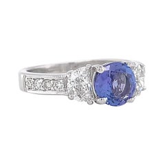 Contemporary Tanzanite Diamond 18 Karat White Gold Ring