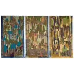 Contemporary Tapestry Wall Panel Embroidery Dawn-day-dusk