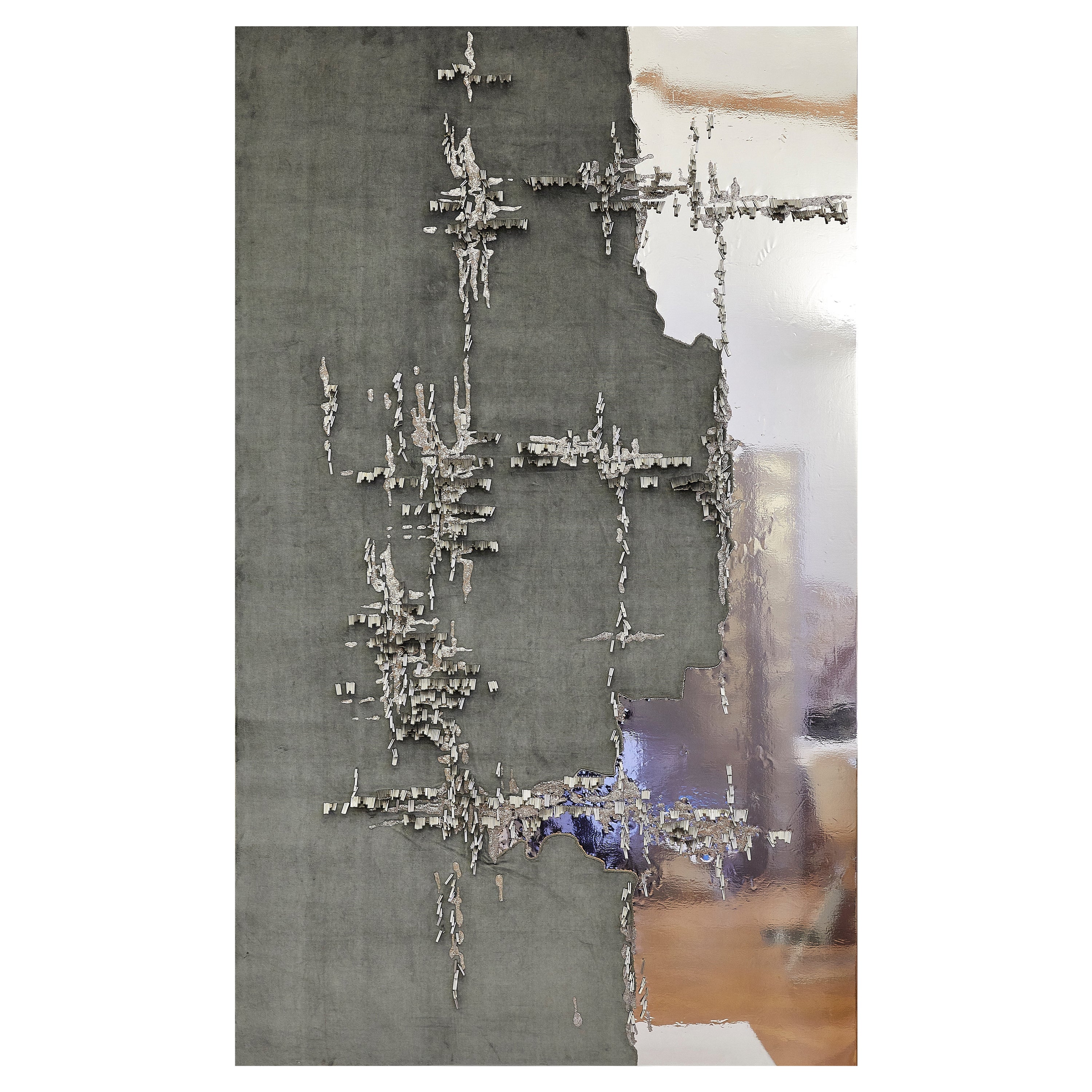 Contemporary Tapestry Wandtafel Stickerei Silver View