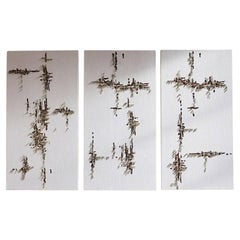 Contemporary Tapestry Wall Panel Embroidery White Abstract