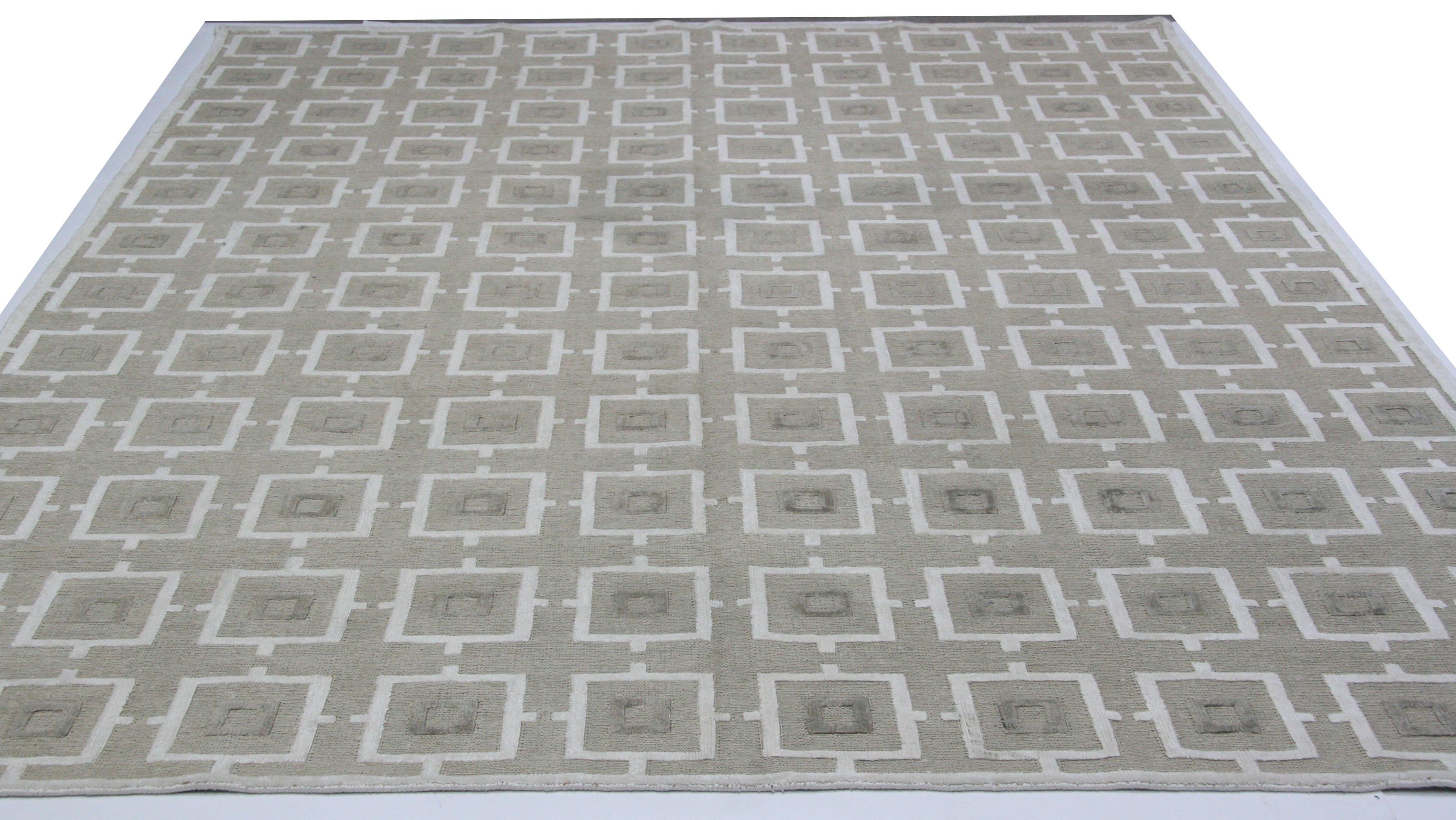 Indian Contemporary Taupe Area Rug For Sale
