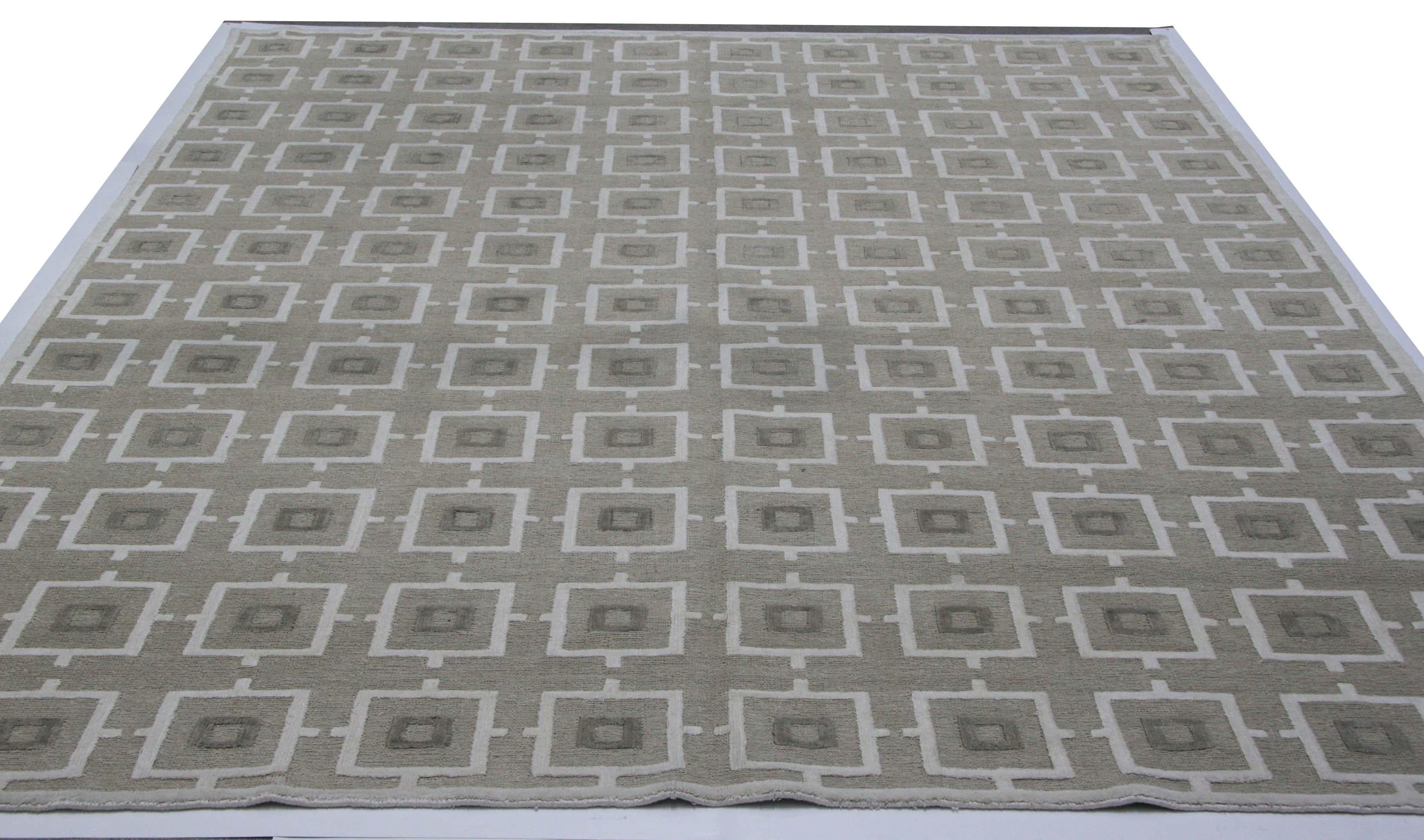Hand-Knotted Contemporary Taupe Area Rug For Sale