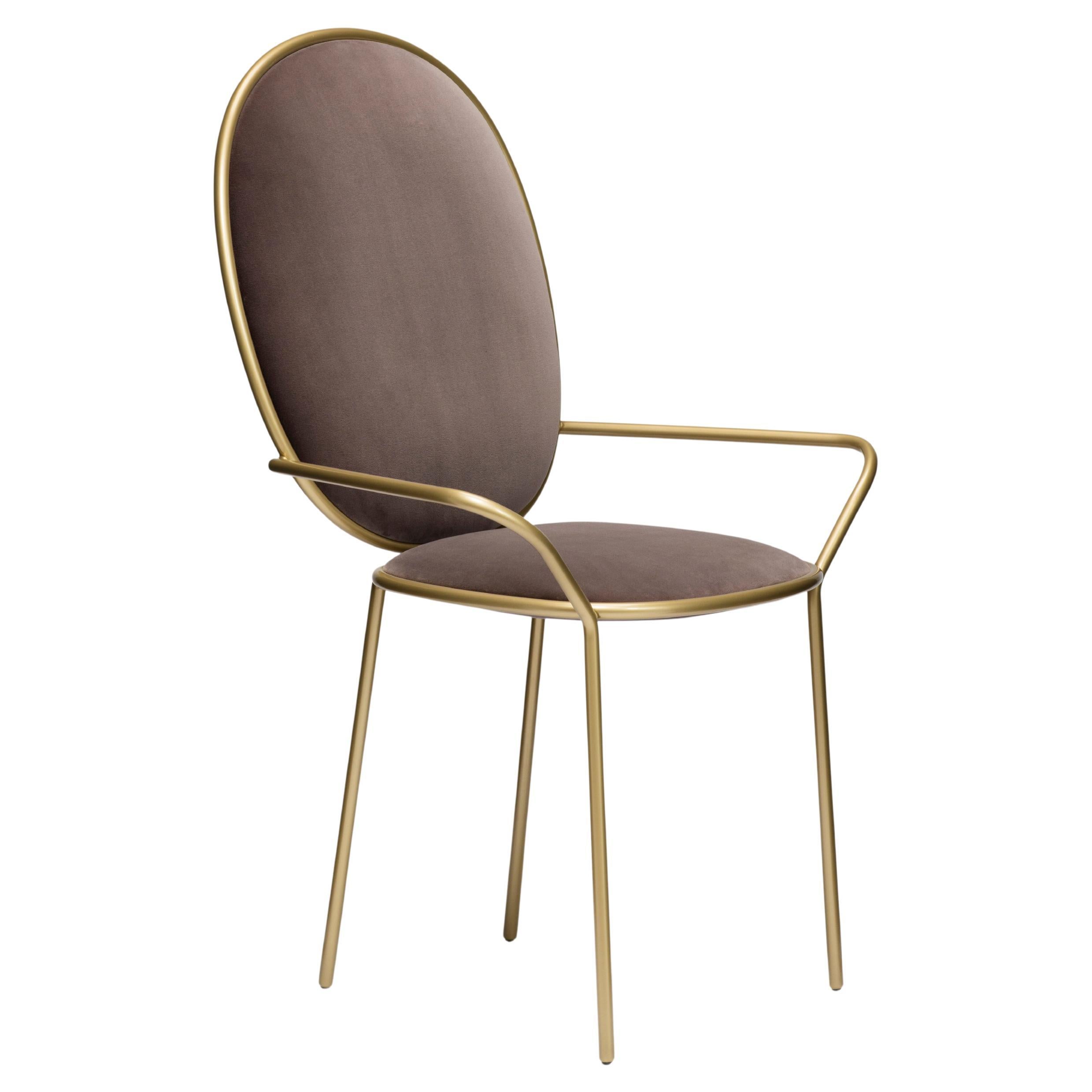 Contemporary Taupe Velvet Upholstered Dining Armchair, Stay by Nika Zupanc For Sale