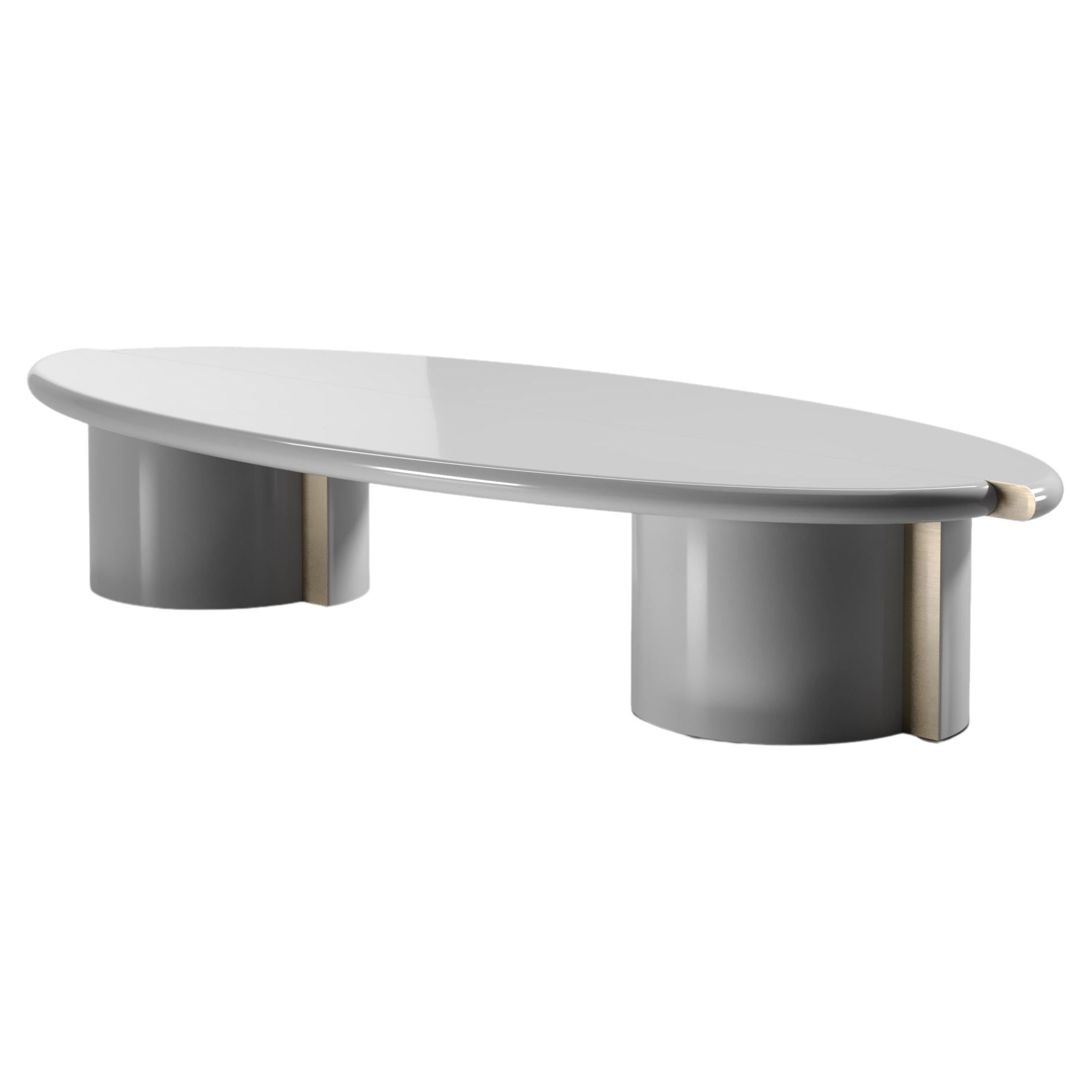 Contemporary Tayma Coffee Table in Lacquered Wood and Brass For Sale