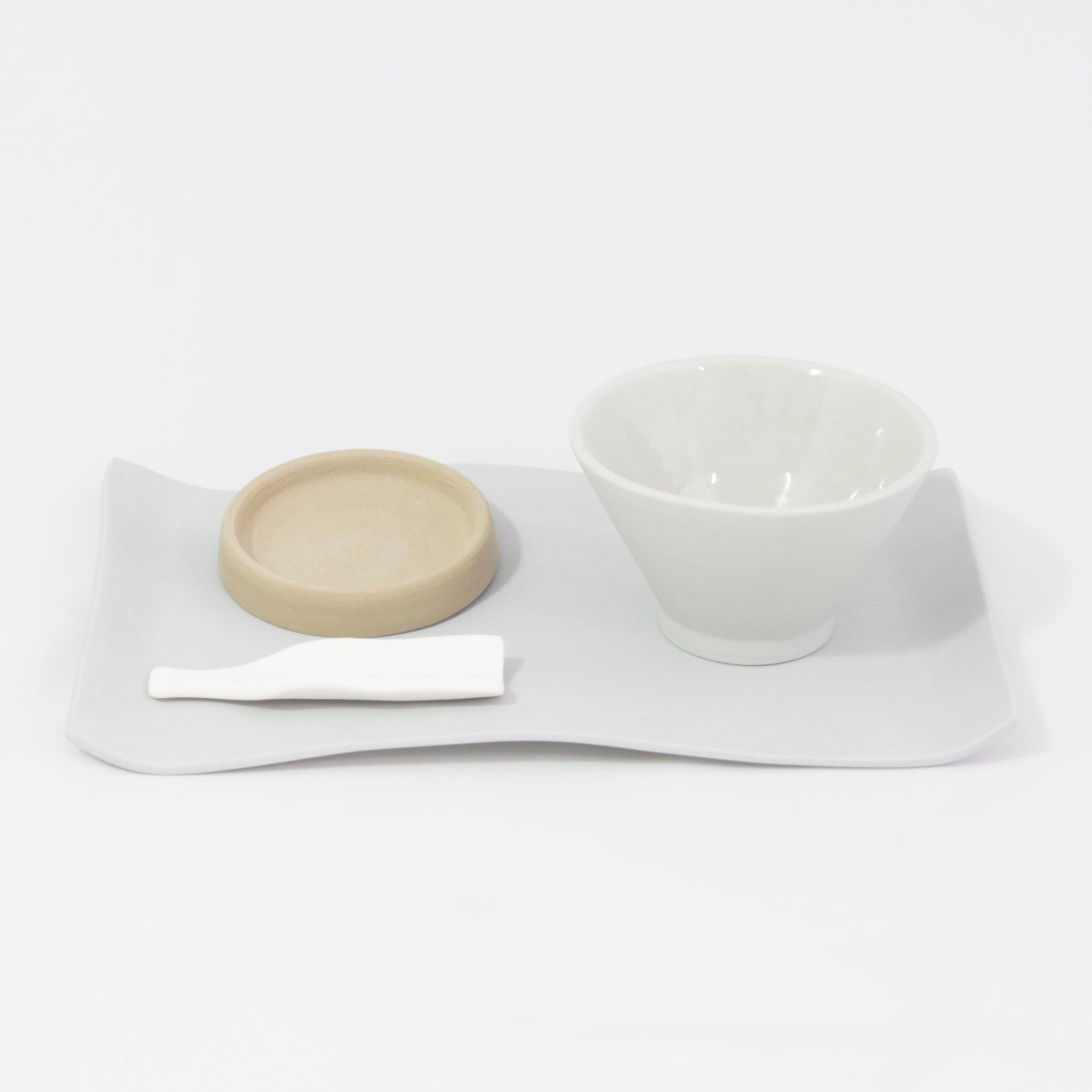 Minimalist Handmade Contemporary Tea Set Matte Brown Porcelain For Sale