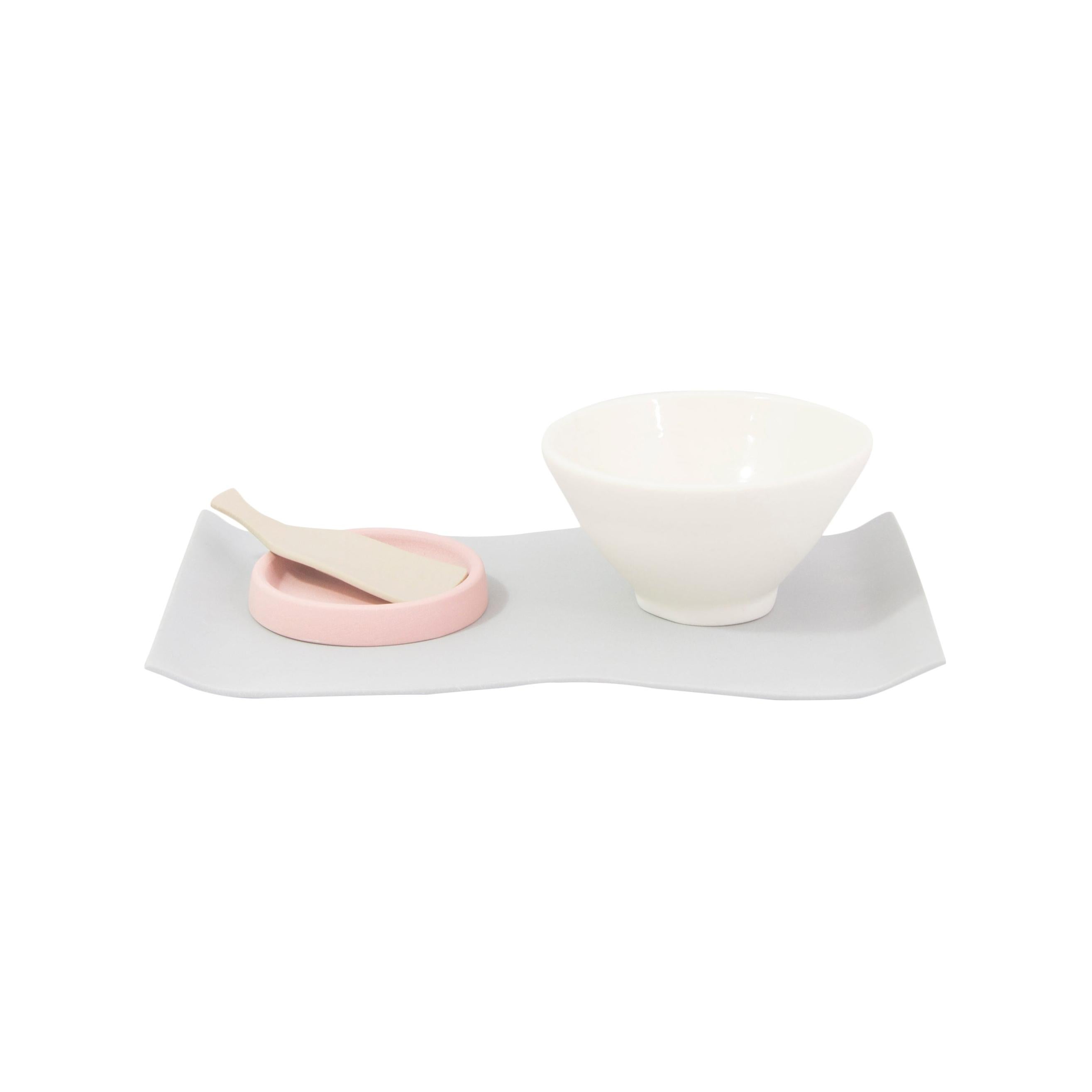 Handmade Contemporary Tea Set Matte Pink Porcelain For Sale