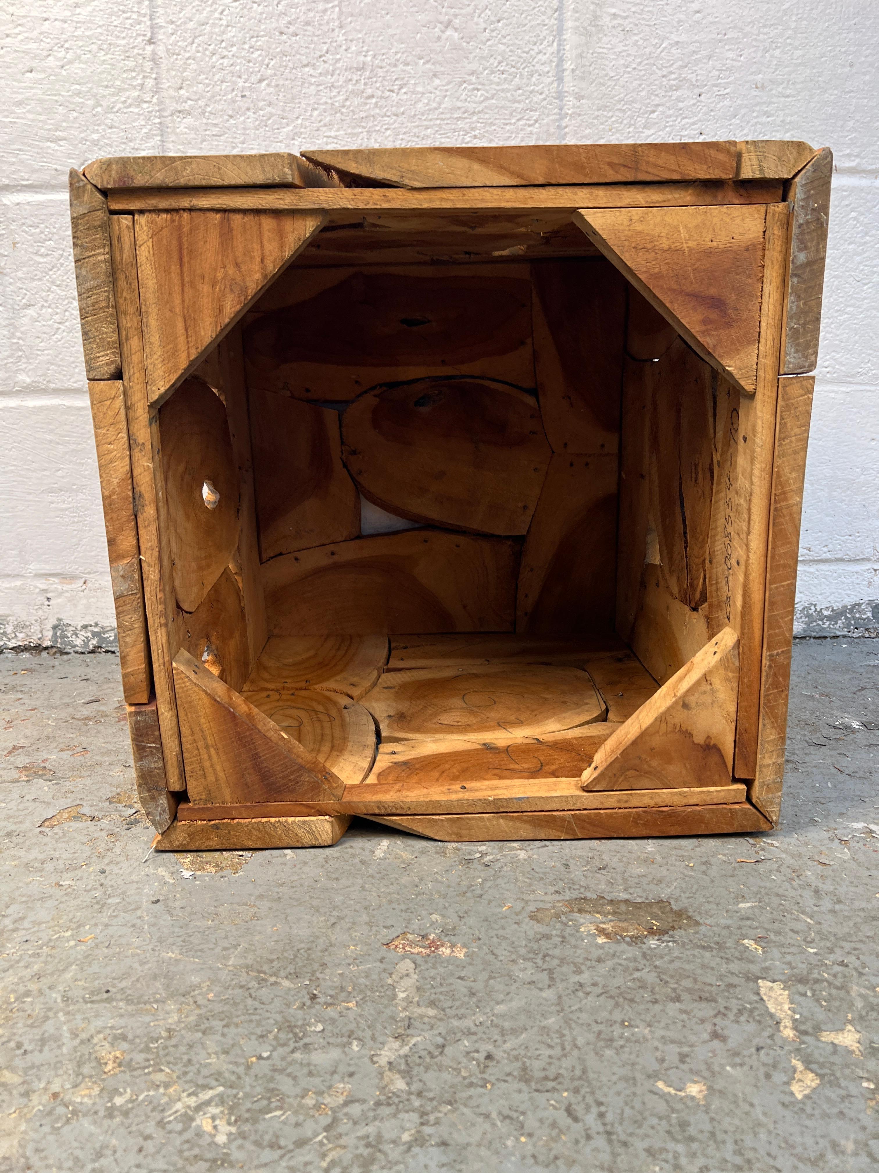 Contemporary Teak Slice End Table For Sale 4