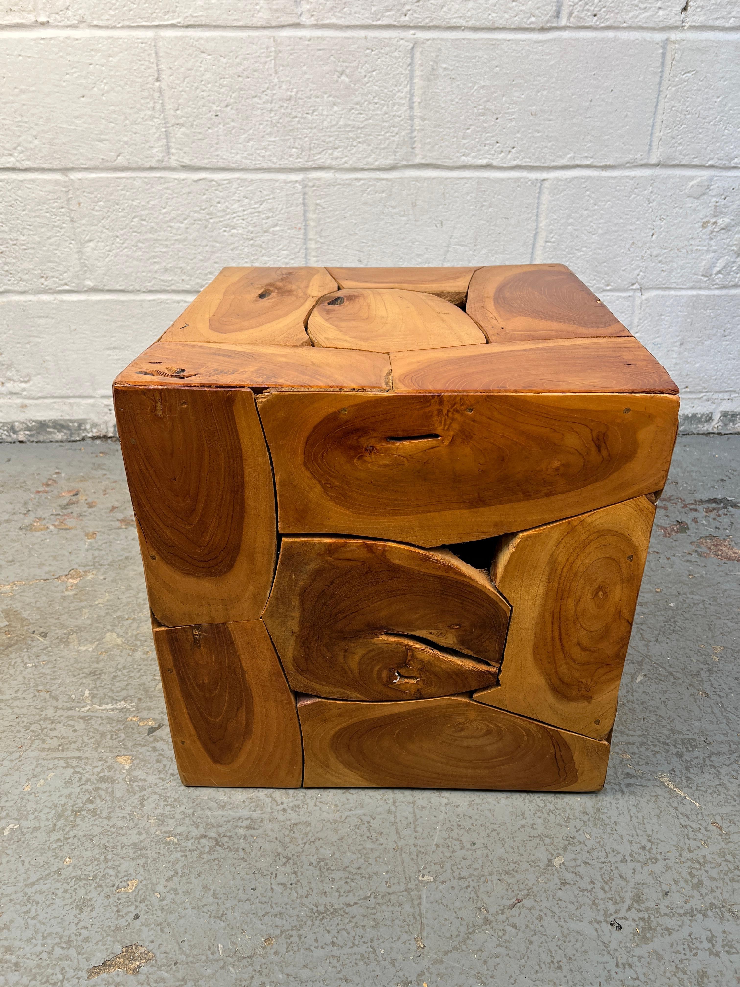 Contemporary Teak Slice End Table In Good Condition For Sale In Brooklyn, NY