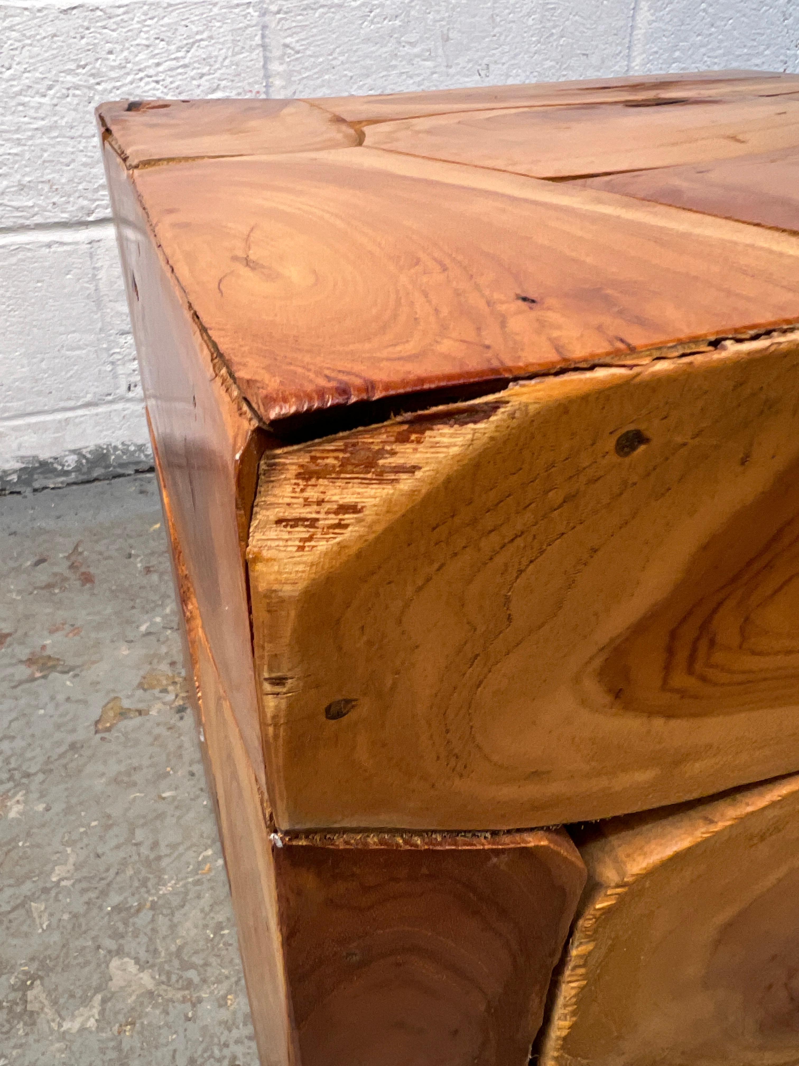 Wood Contemporary Teak Slice End Table For Sale