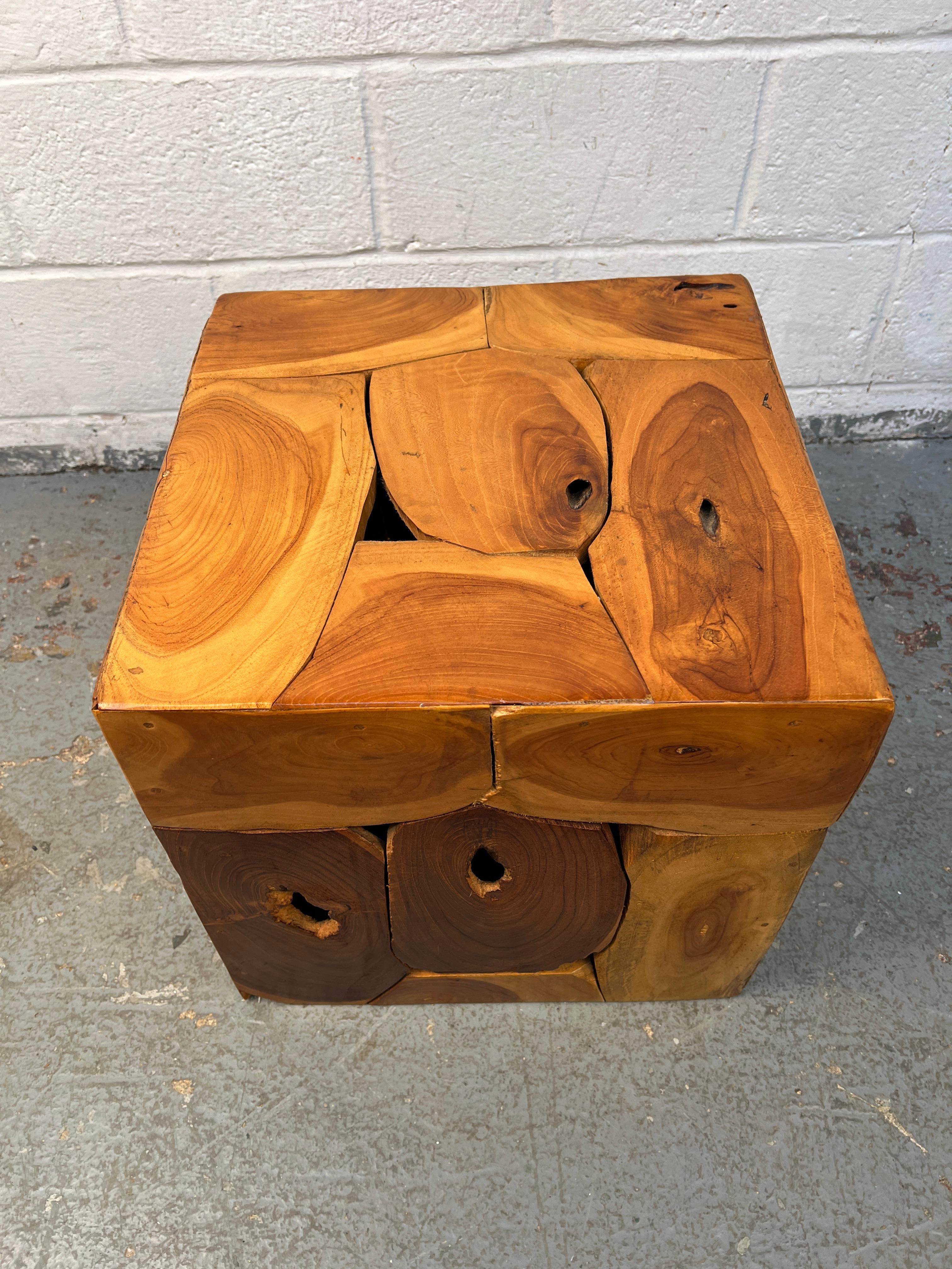 Contemporary Teak Slice End Table For Sale 1
