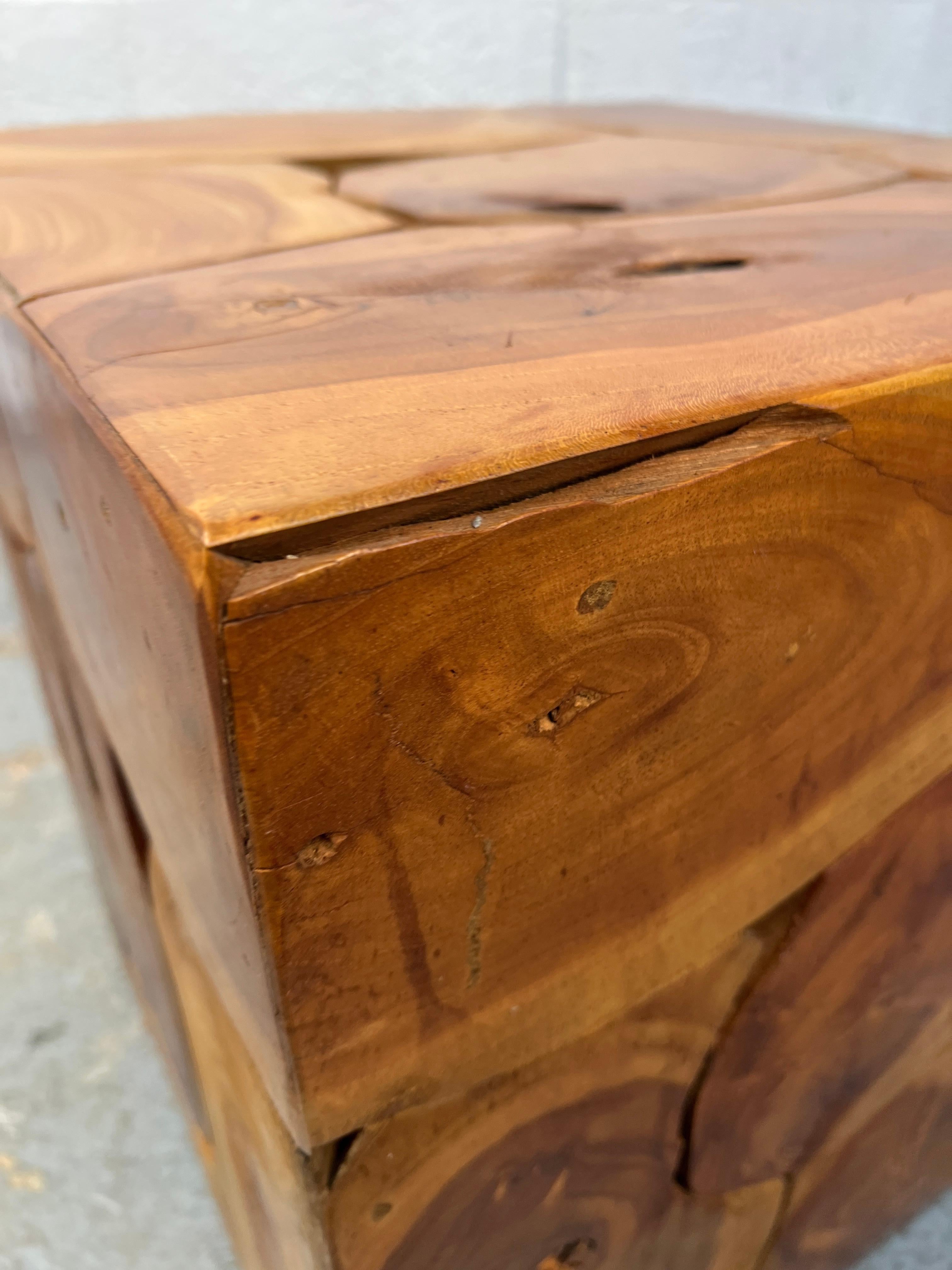 Contemporary Teak Slice End Table For Sale 2