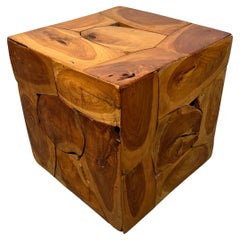 Contemporary Teak Slice End Table
