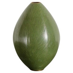 Contemporary Tear Drop Cloisonné Vase in Verde Grass Design by Robert Kuo