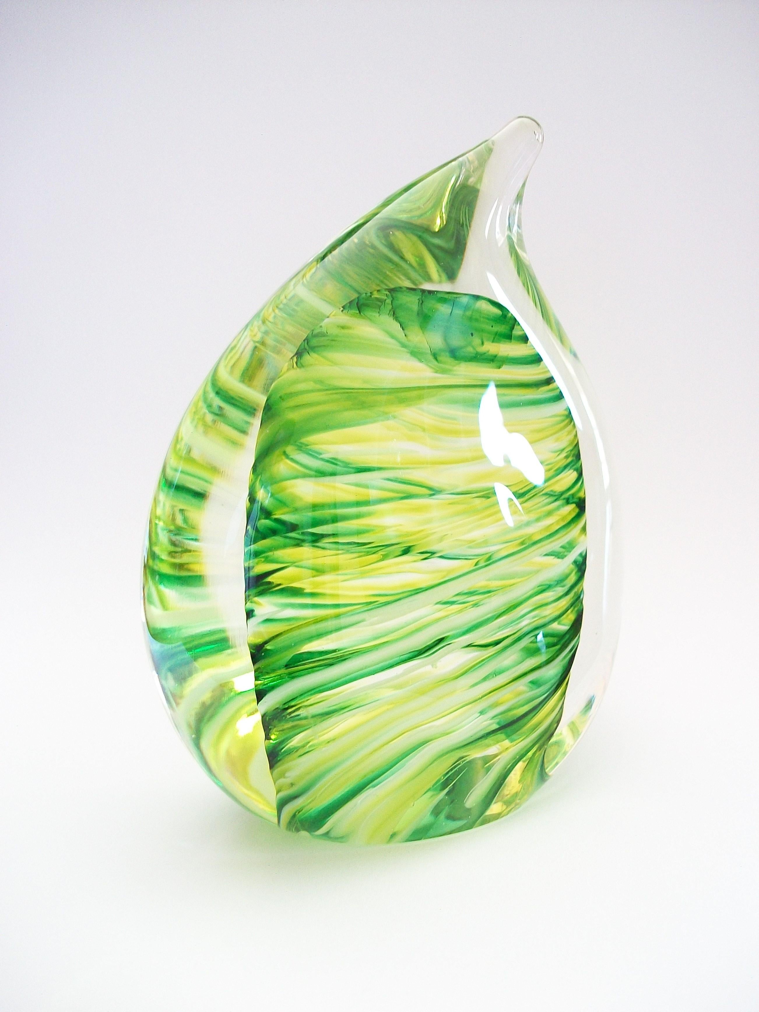 Contemporary Teardrop Glass Paperweight, Signed, Canada, Circa 2012 For Sale 4