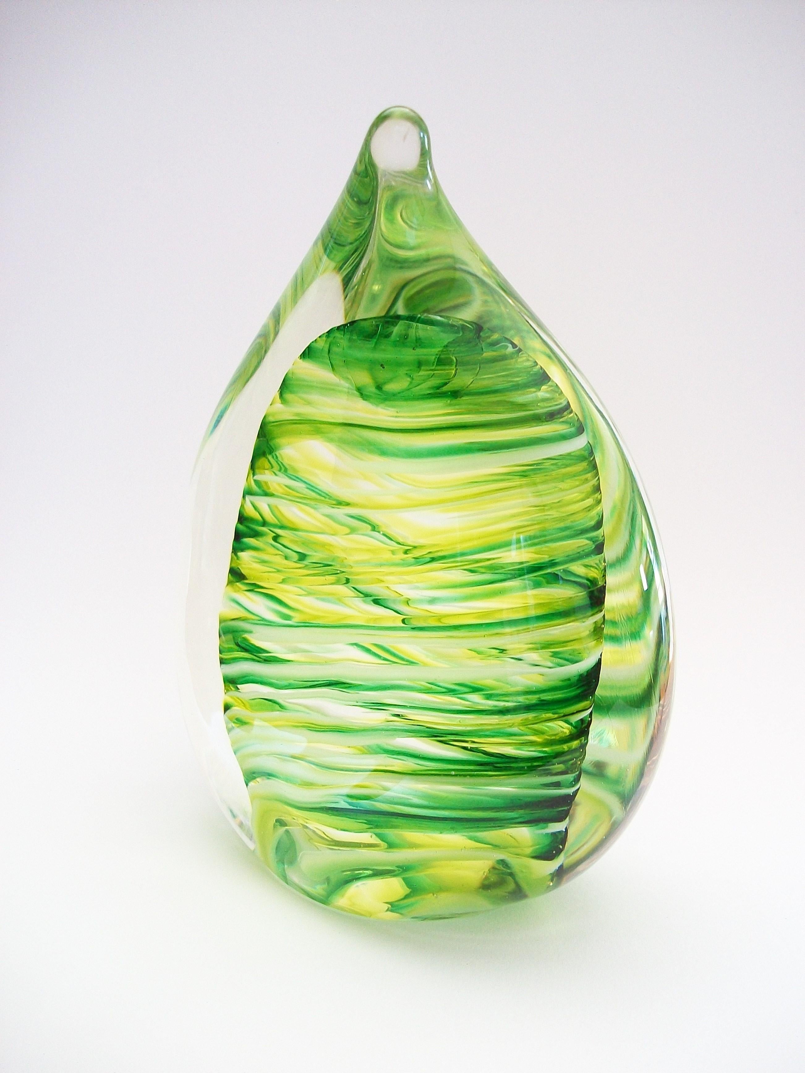 Contemporary Teardrop Glass Paperweight, Signed, Canada, Circa 2012 For Sale 6