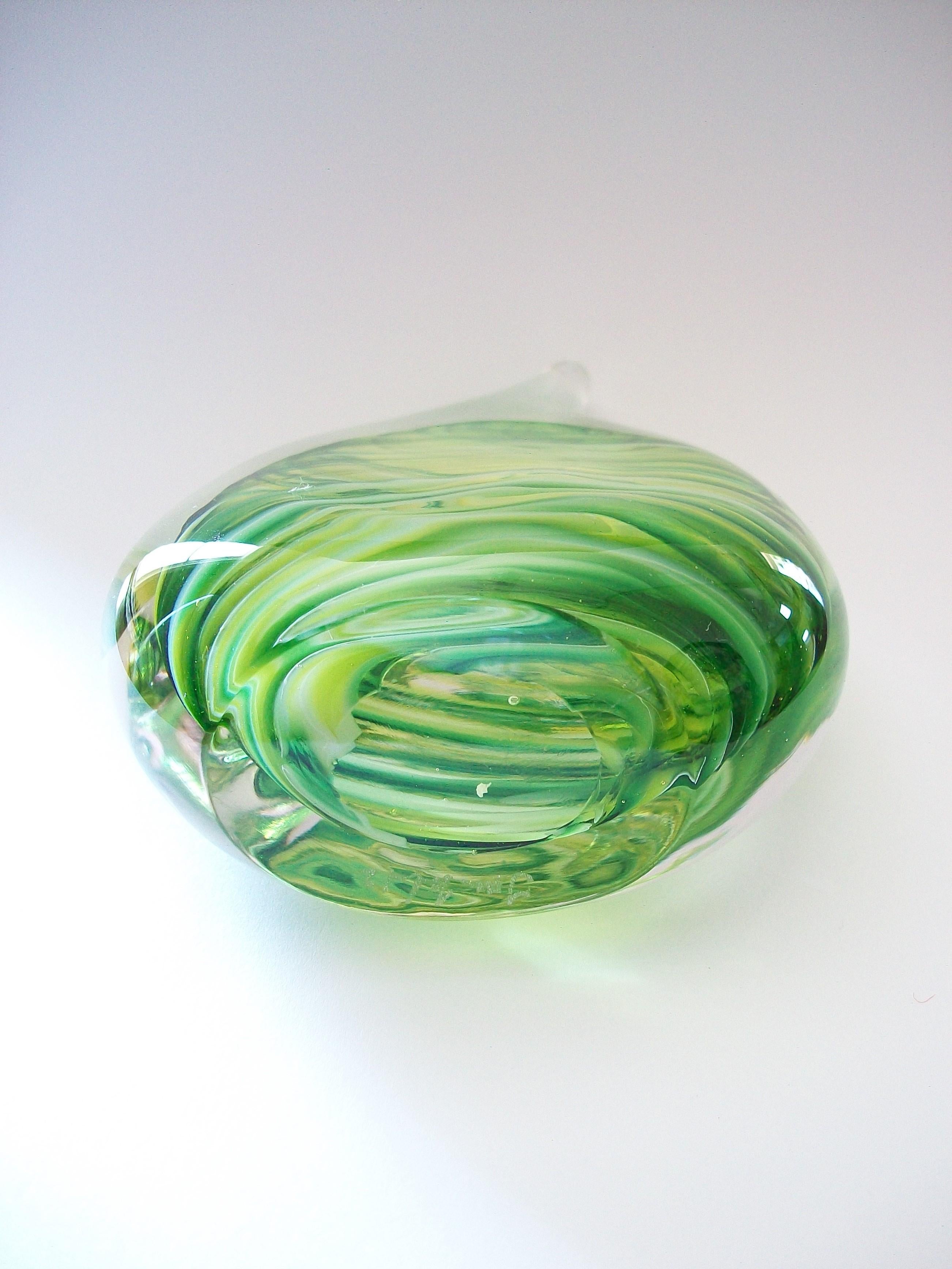 Art Glass Contemporary Teardrop Glass Paperweight, Signed, Canada, Circa 2012 For Sale