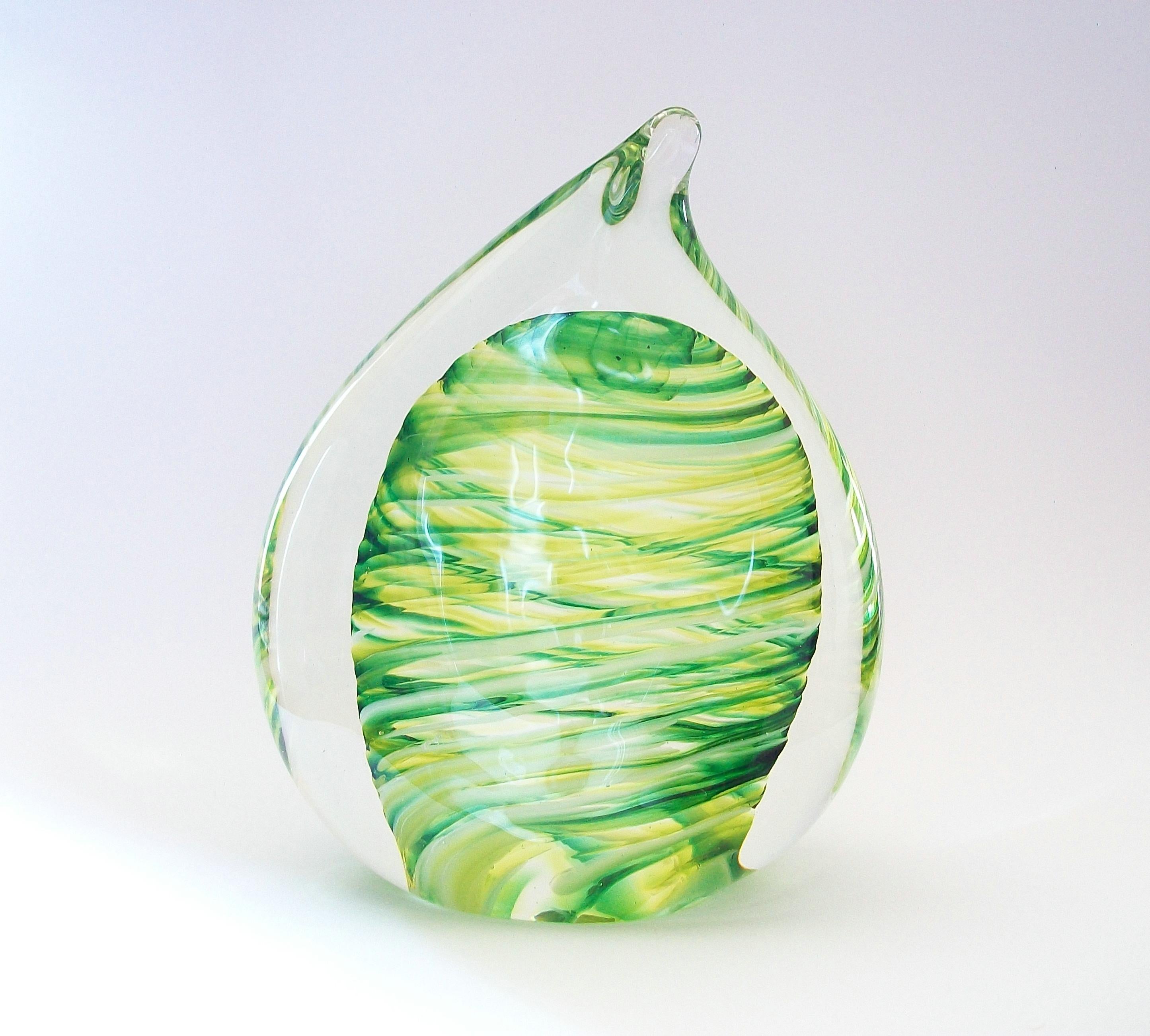 Contemporary Teardrop Glass Paperweight, Signed, Canada, Circa 2012 For Sale 2