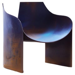 Contemporary Tempered Steel, Sculptural Curved Chair by Studio Narra