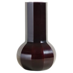 Contemporary Ten Facet Peking Glass Vase in Red Bean by Robert Kuo