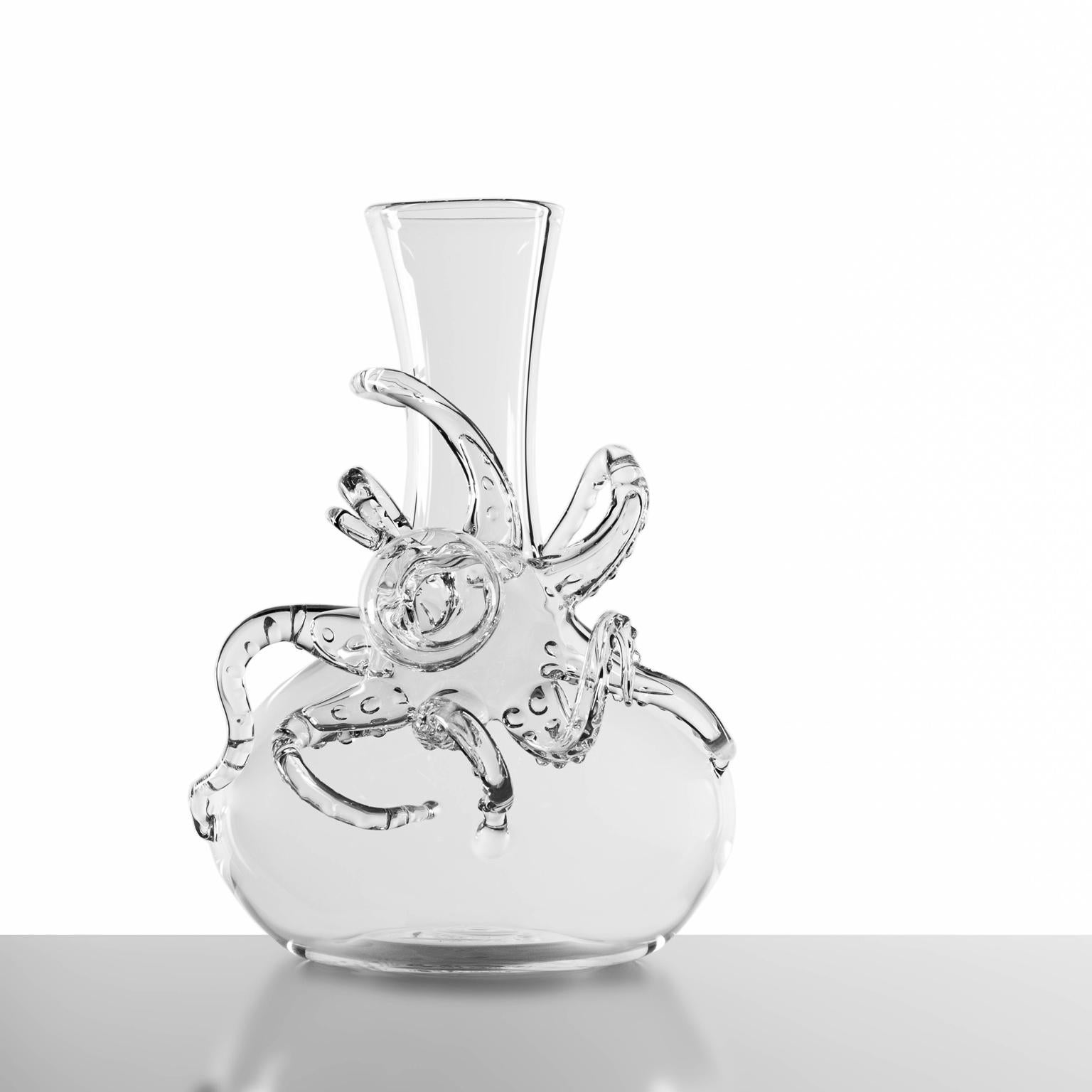 Modern Contemporary Tentacle Hand-Blown Glass Wine Decanter  For Sale