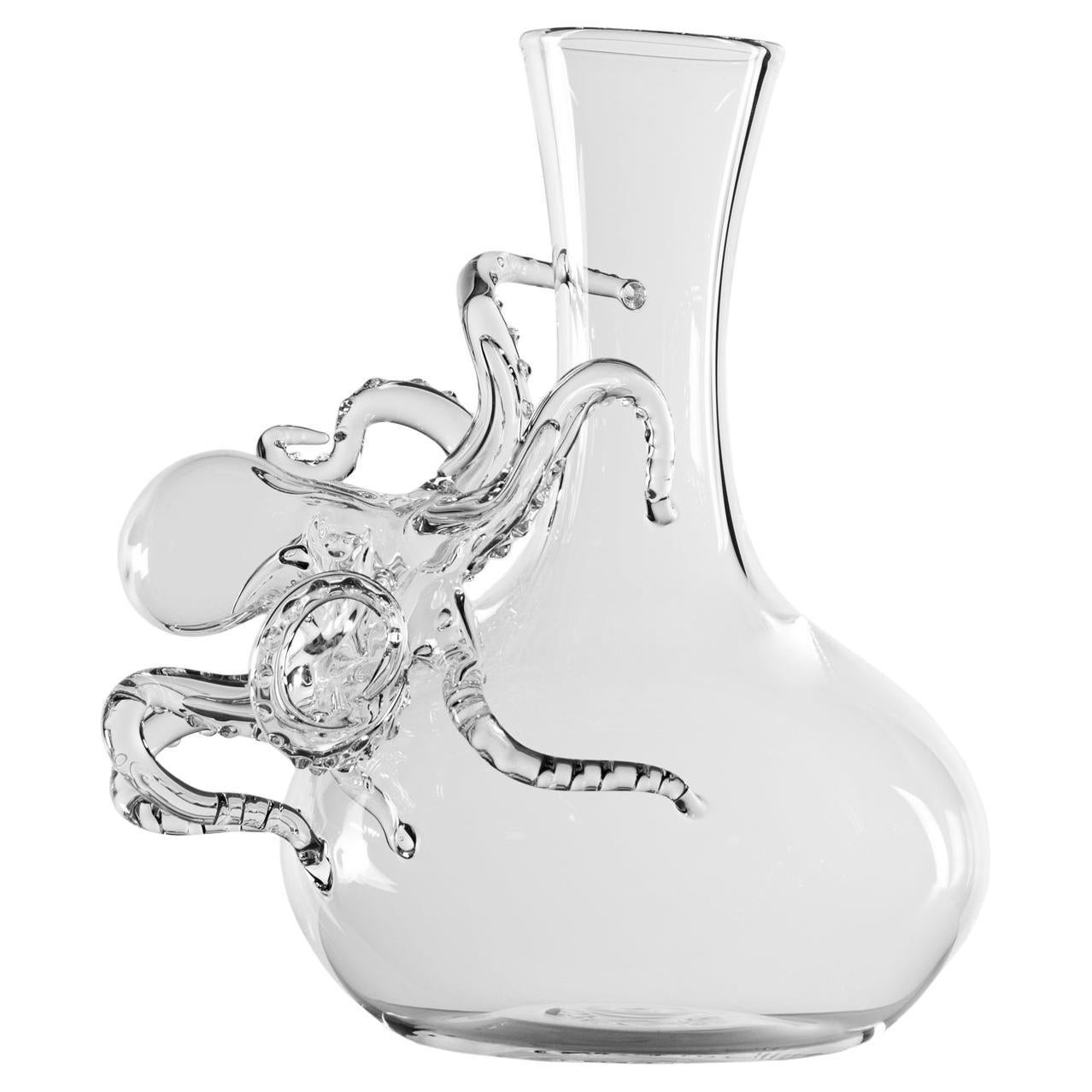 Contemporary Tentacle Hand-Blown Glass Wine Decanter  For Sale
