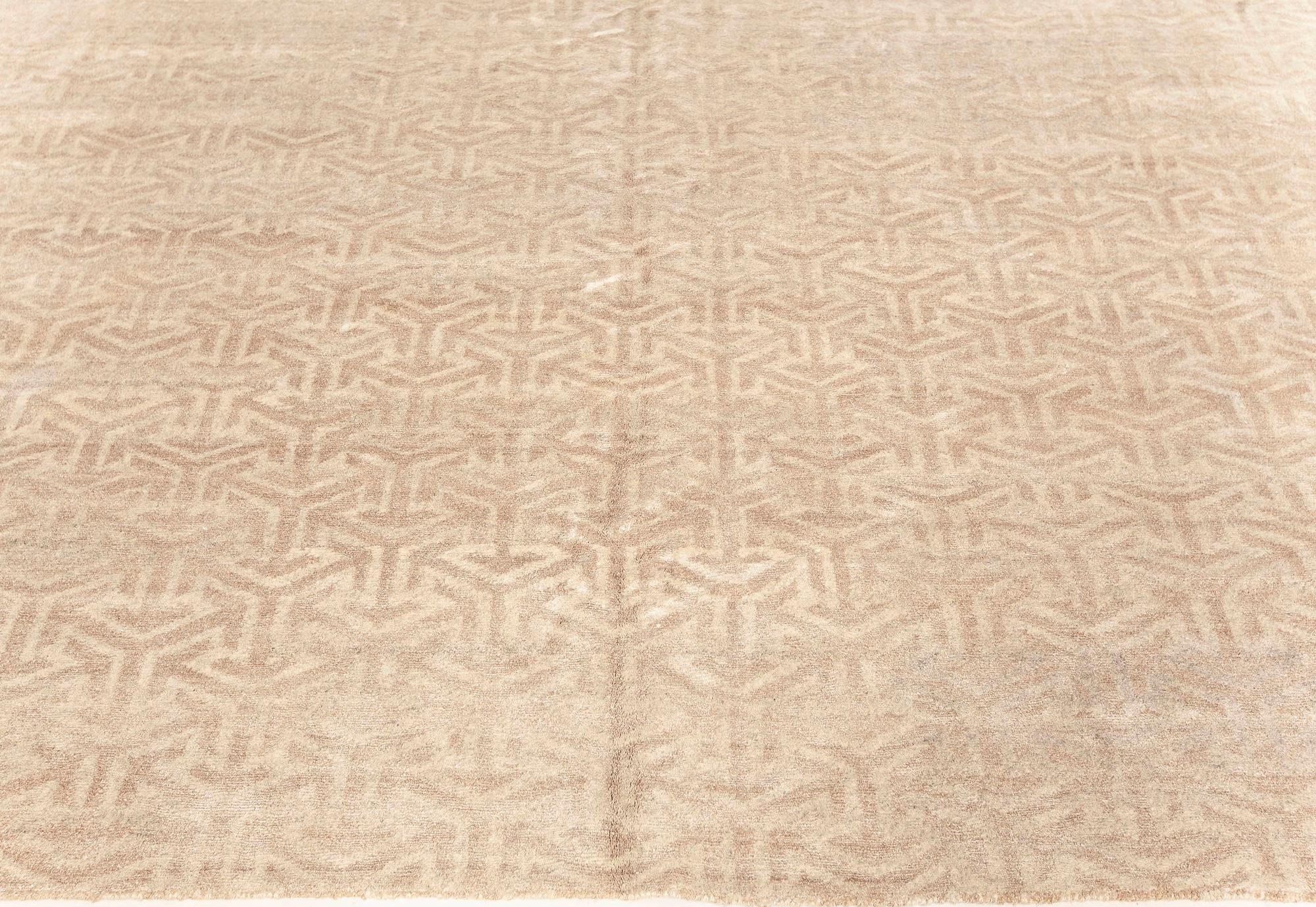 Zeitgenössischer beigefarbener Terra-Teppich aus Naturwolle von Doris Leslie Blau (Moderne) im Angebot