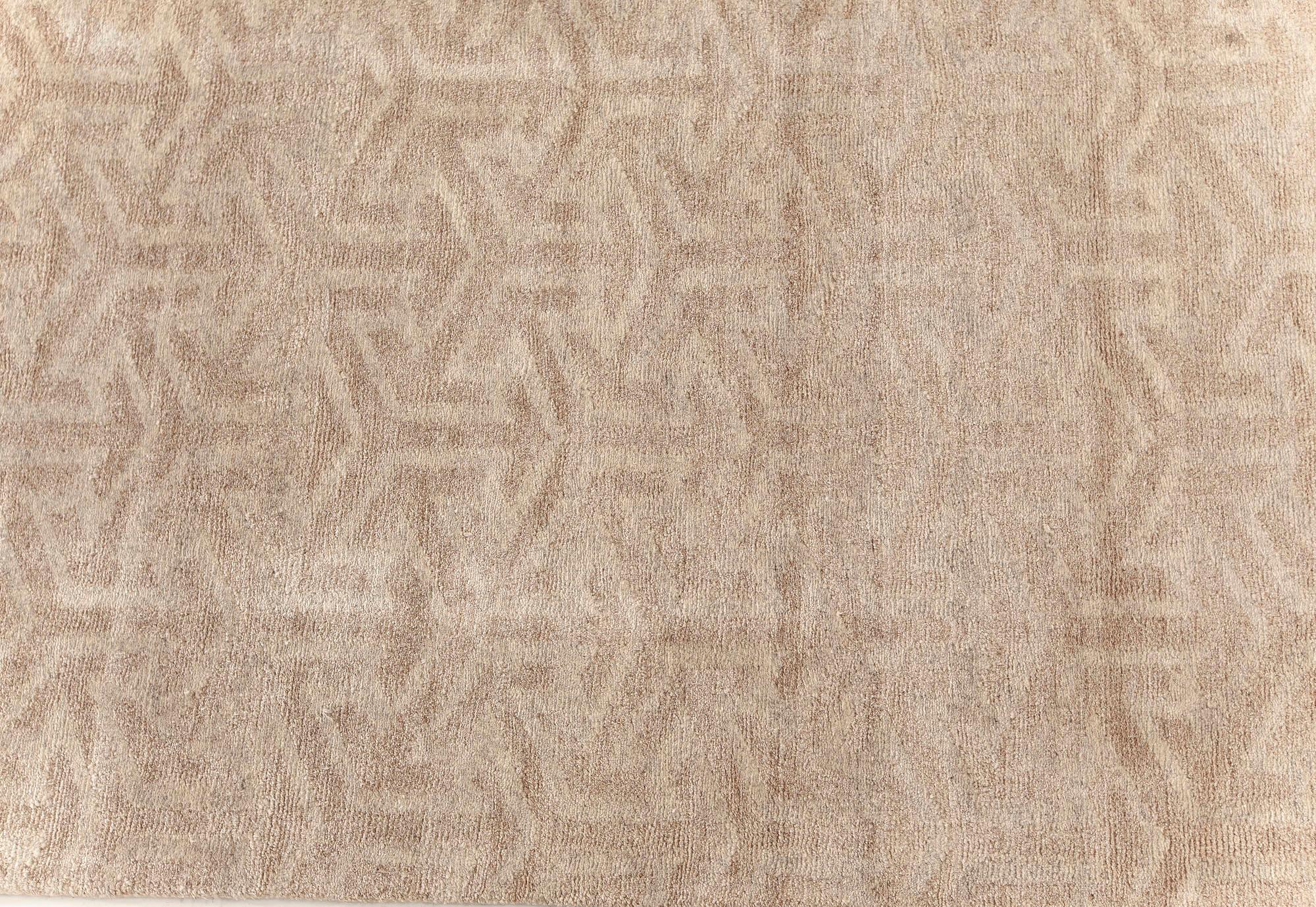 Hand-Knotted Contemporary Terra Beige Rug in Natural Wool by Doris Leslie Blau For Sale