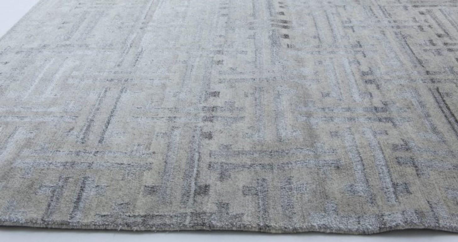 Indian Contemporary Terra Blue Hand Knotted in Natural Wool Rug by Doris Leslie Blau For Sale