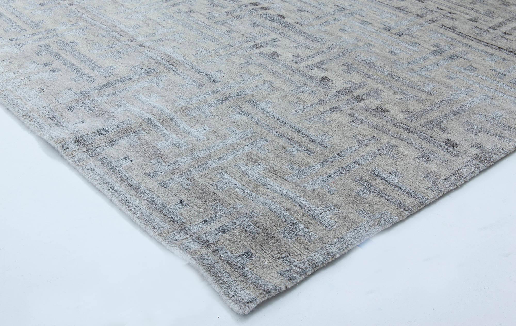 Alfombra Contemporánea Terra Azul Anudada a Mano en Lana Natural por Doris Leslie Blau Anudado a mano en venta