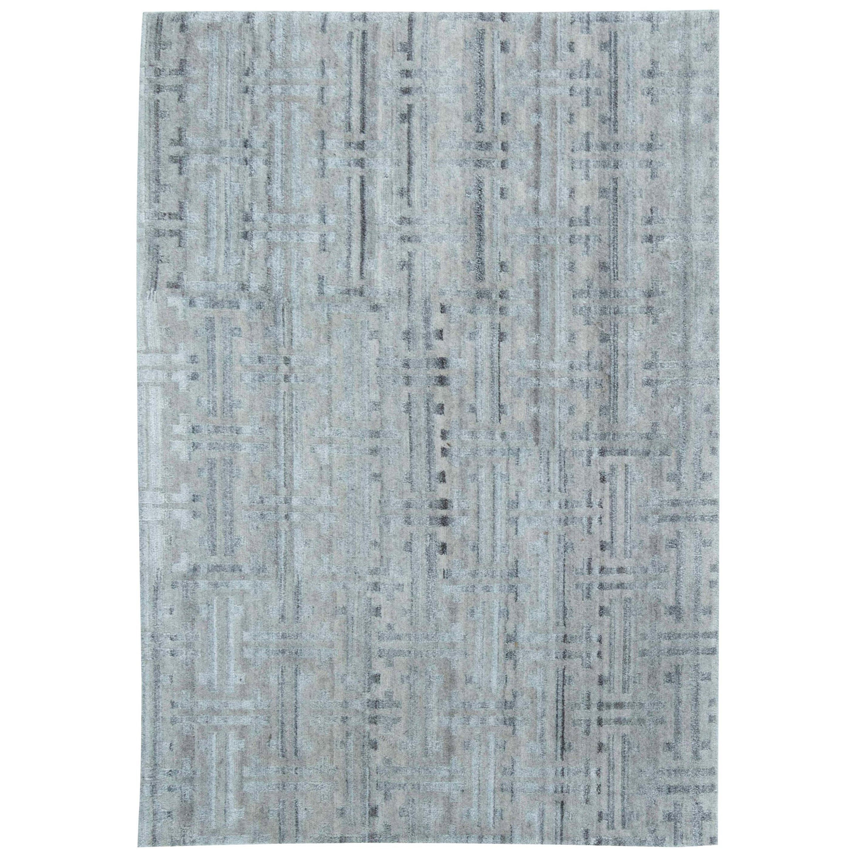 Alfombra Contemporánea Terra Azul Anudada a Mano en Lana Natural por Doris Leslie Blau