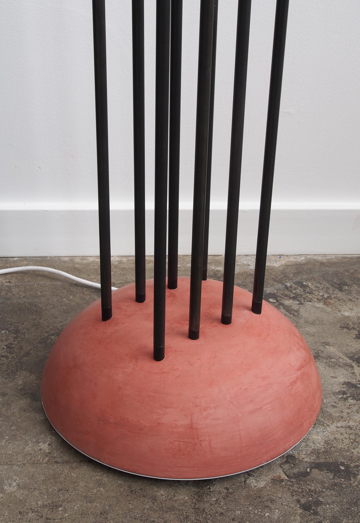 Aluminum Contemporary Terra Cotta Blackened Metal Up / Down Sculptural Floor Lamp For Sale