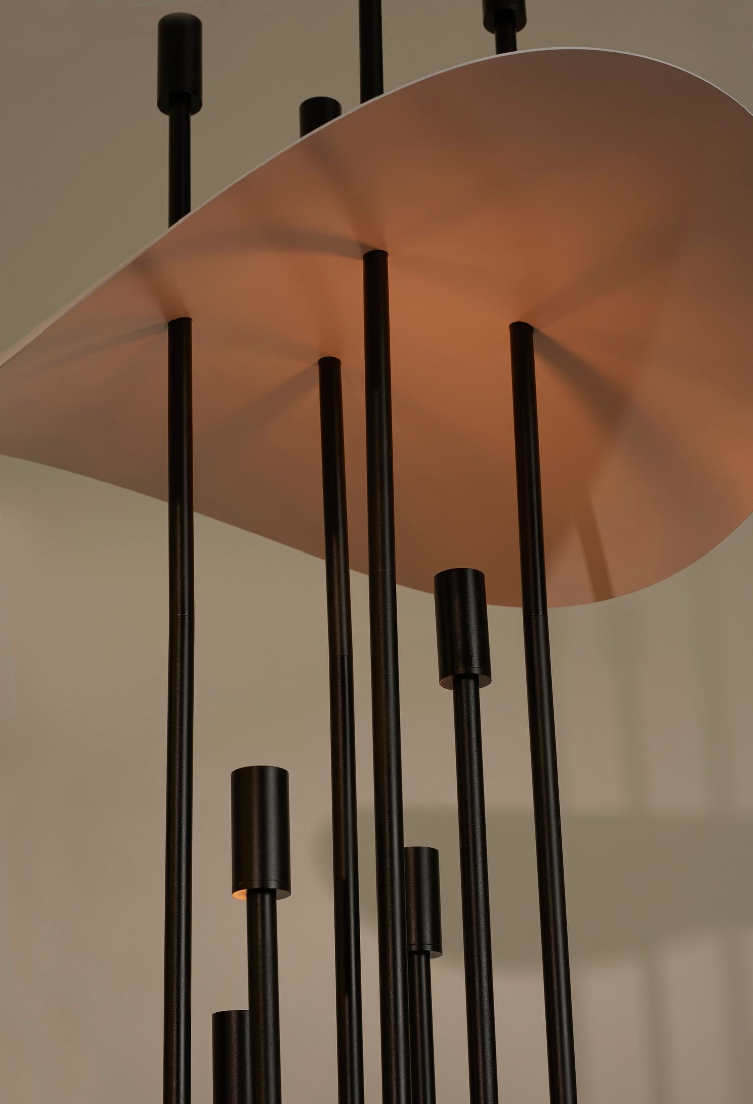 Contemporary Terra Cotta Blackened Metal Up / Down Sculptural Floor Lamp For Sale 2