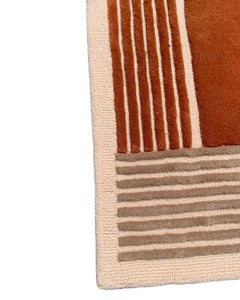 Contemporary Terracotta Beige Lines Tufted Rug by Rag Home