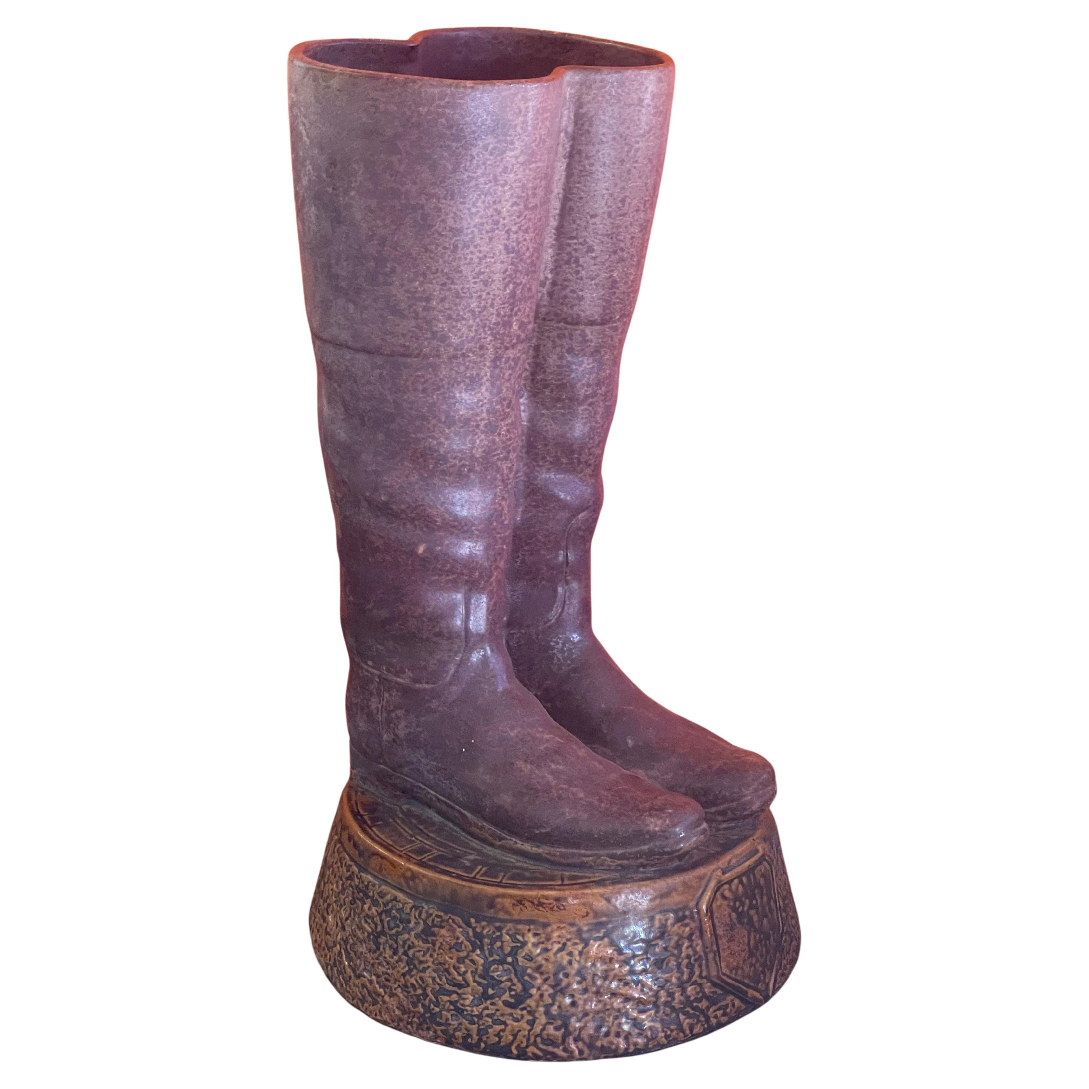 Contemporary Terracotta "Pair of Boots" Umbrella Stand For Sale
